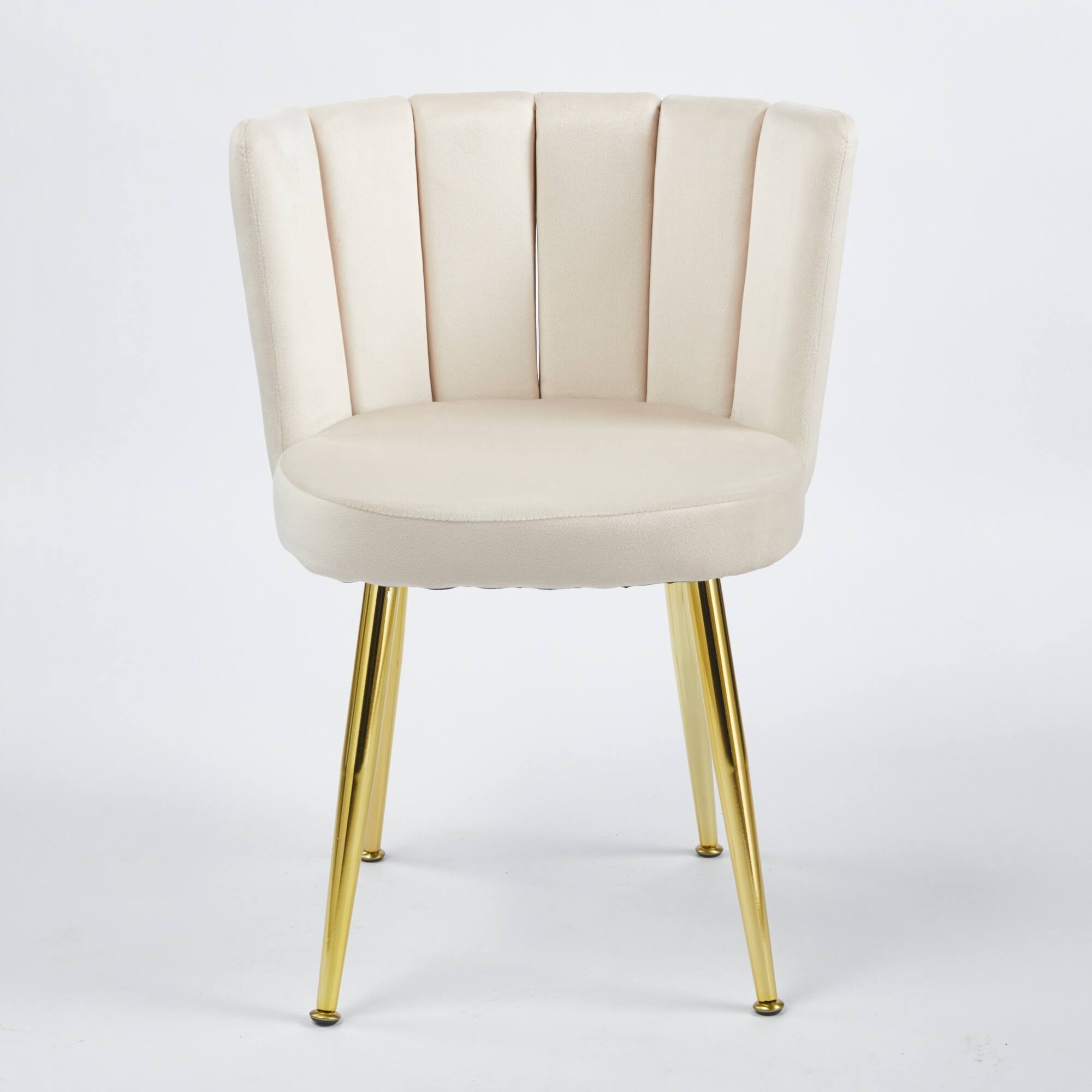 Alt View 6. GOODSILO - Elegant Velvet Dining Chairs Set of 2 with Golden Iron Legs for Modern Living Spaces - White.