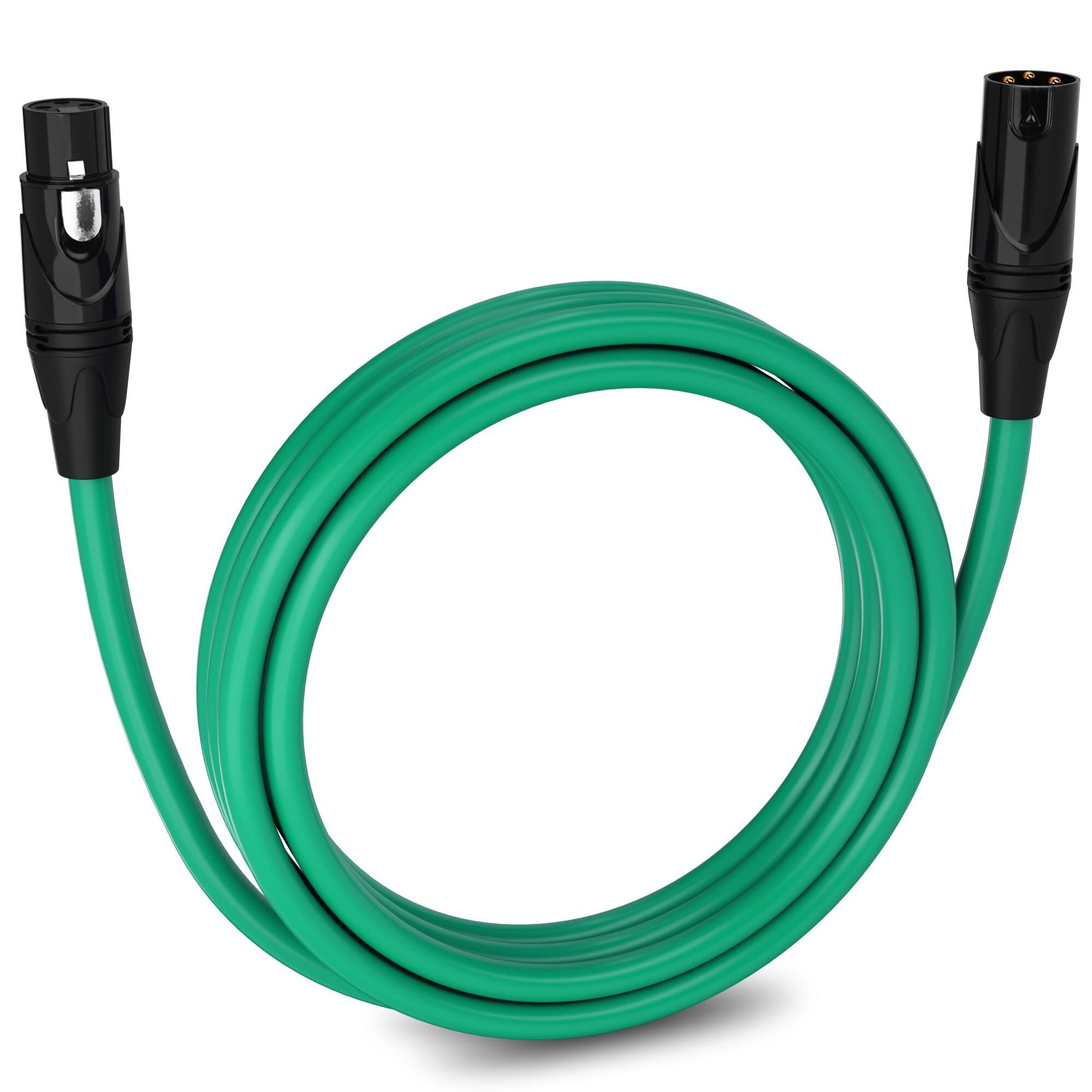 Front. Lyxpro - 10 ft Balanced XLR Cable, Male to Female, 3 Pin Microphone Cable - Green.