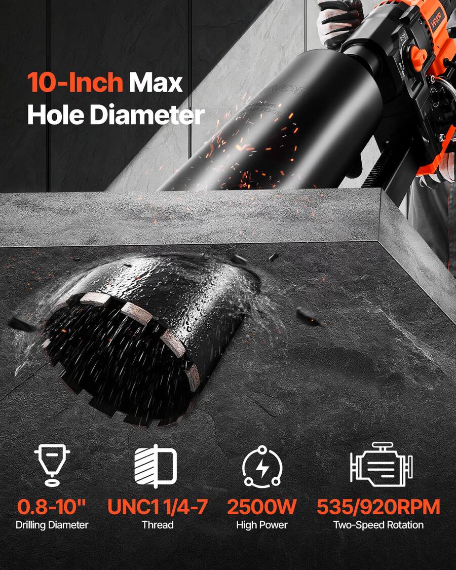 Diamond Core Rig Models VEVOR Diamond Core Drilling Machine, 0.8 10 in Drilling Diameter, Stand ...