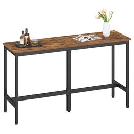 JETRANSPORT - Bar Table Narrow Long Kitchen Dining Sturdy Metal Frame Industrial 15.7 X 39.4 35.4 Inches Rustic Brown And I - Rustic Brown + Ink Black 63"W Table
