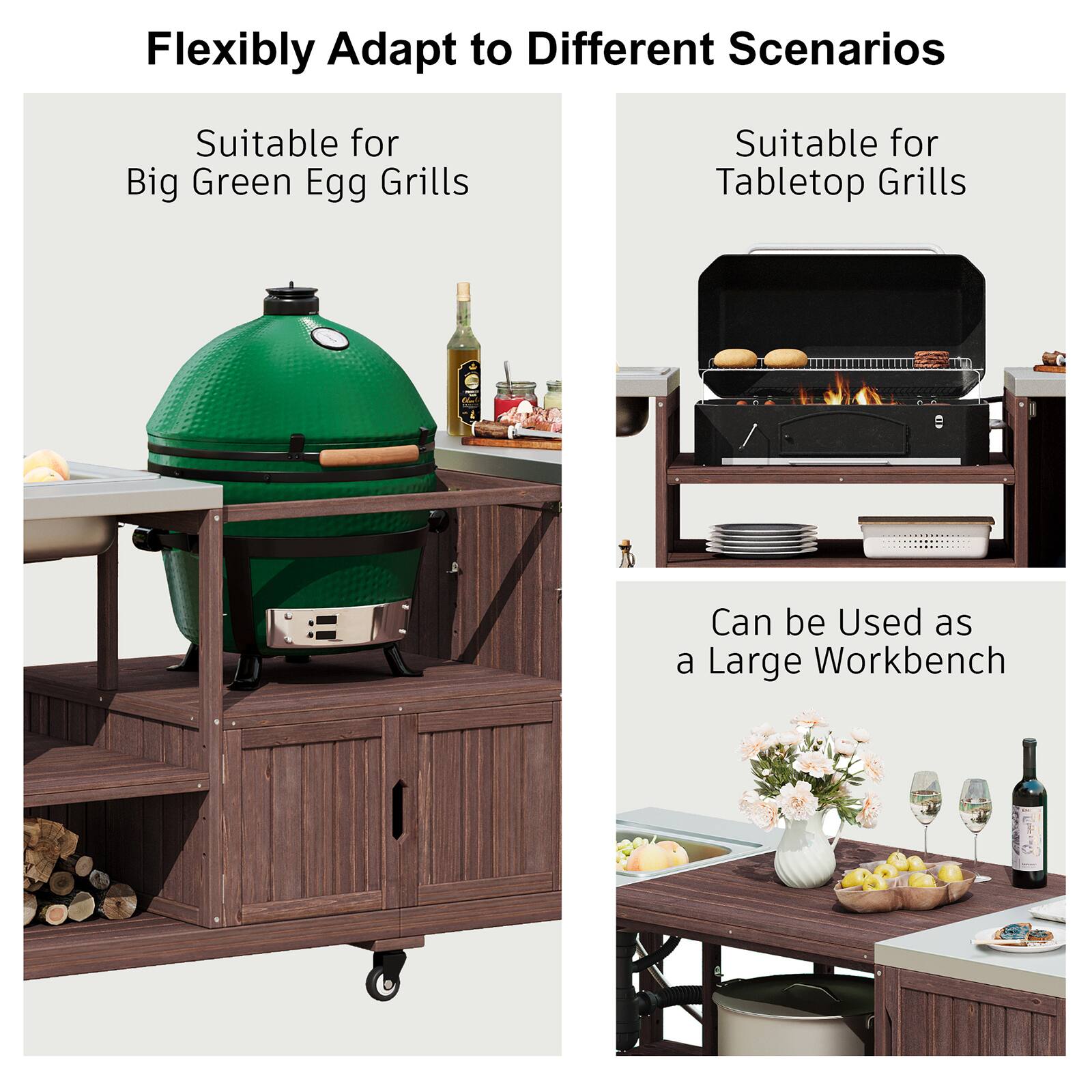 Flexibly Adapt to Different Scenarios

- Suitable for Big Green Egg Grills
- Suitable for Tabletop Grills
- Can be Used as a Large Workbench