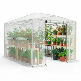 Winado - 8x12ft Greenhouse, Instant Walk-in Pop Up Tent Greenhouse for Indoor Outdoor Gardening Easy Setup - White