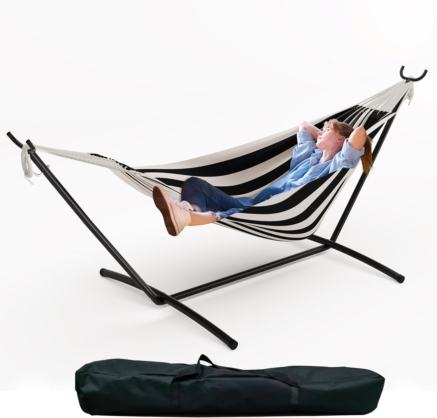 Alt View 2. Homhougo - Double Portable Hammock w/Stand, 450 LB Capacity, Adjustable Chair, Outdoor.