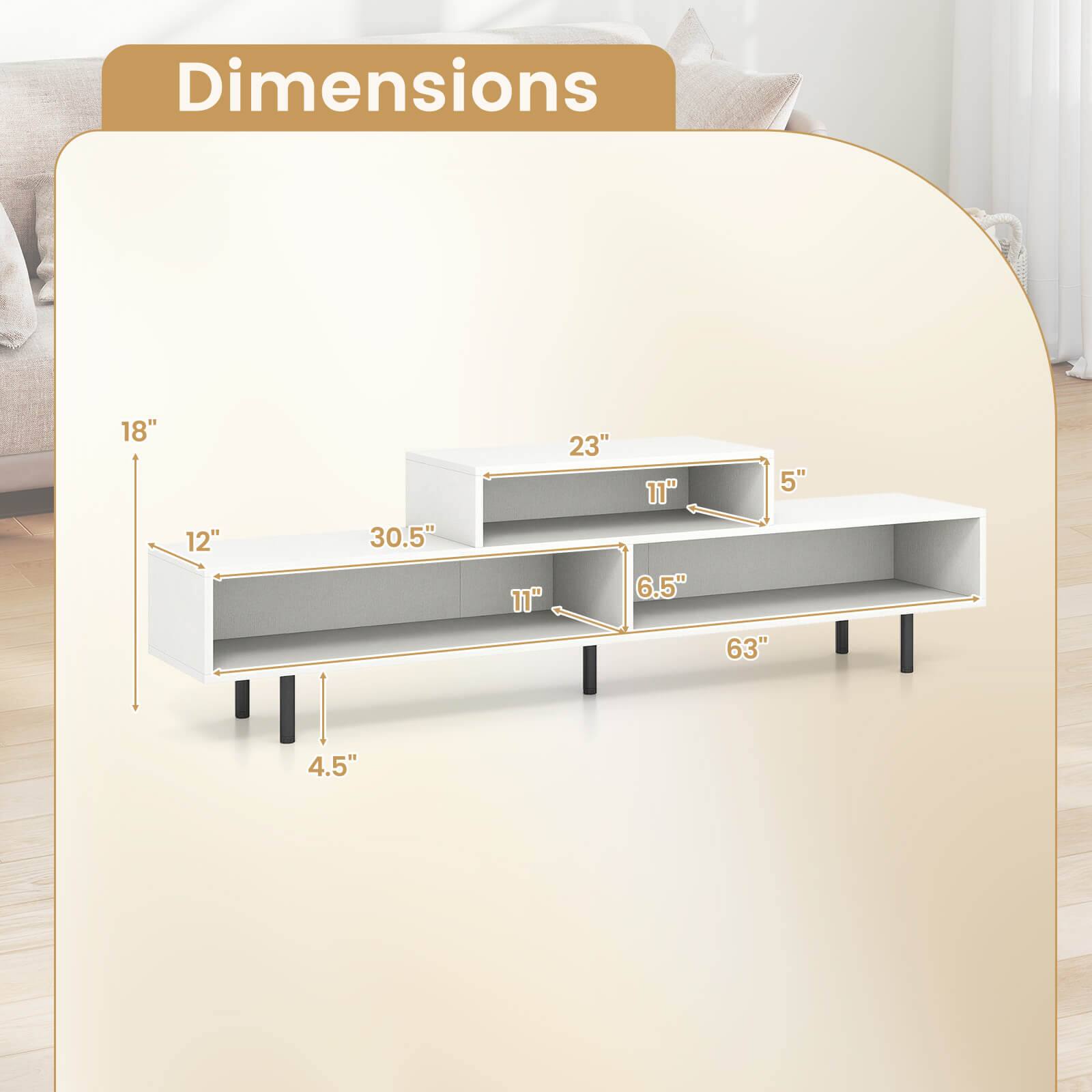 Dimensions: 18" x 12" x 30.5" x 11" x 23" x 11" x 6.5" x 5" x 63" x 4.5"