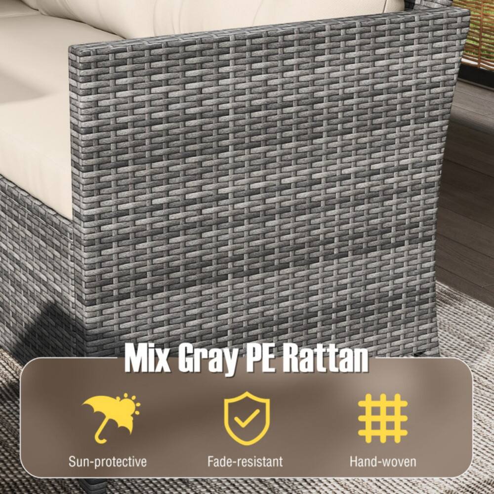 Mix Gray PE Rattan  
- Sun-protective  
- Fade-resistant  
- Hand-woven