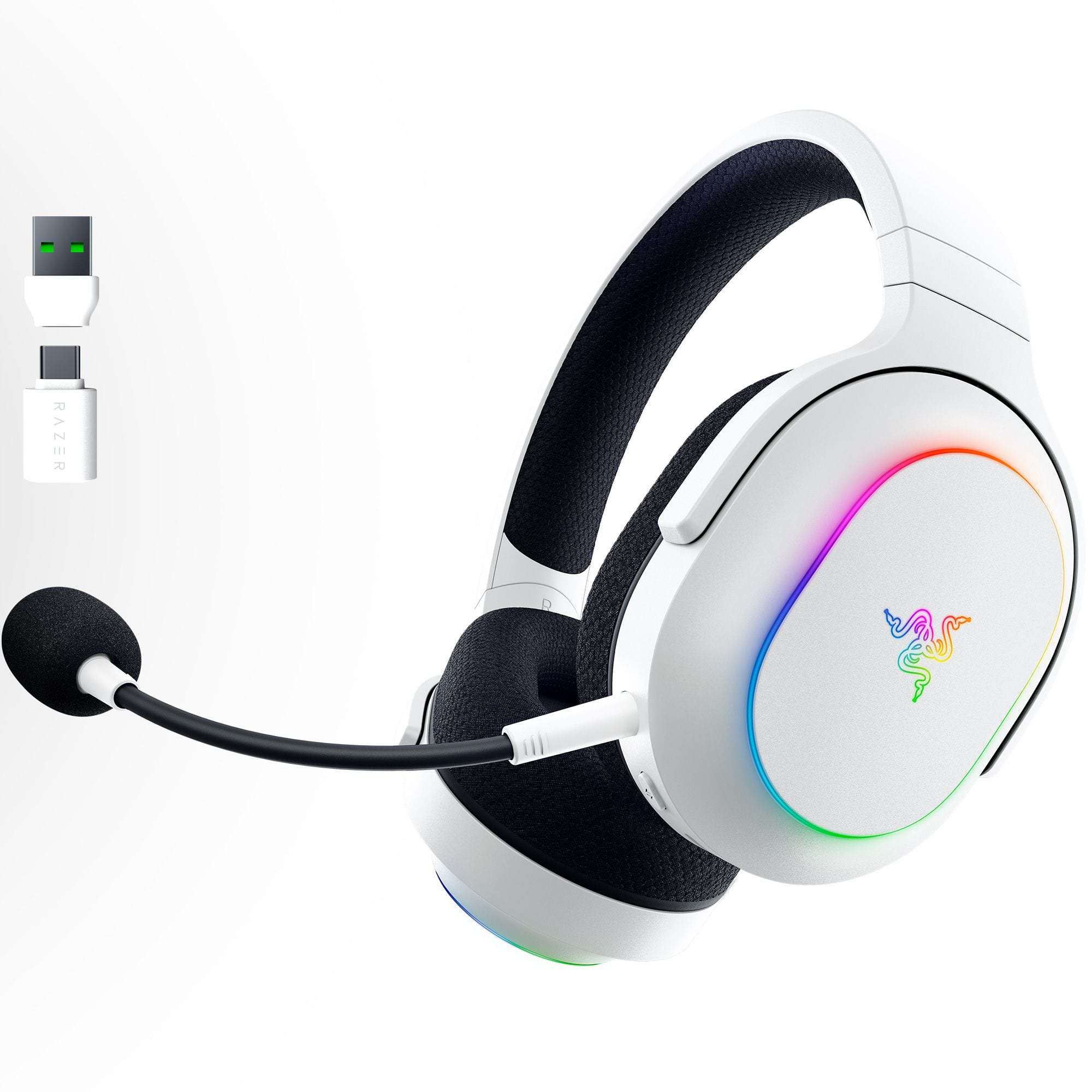 Front. Razer - Barracuda X Chroma Wireless Over-the-Ear Gaming Headset for PC, Mac, Playstation, Nintendo Switch, Steam Deck, Mobile - White.