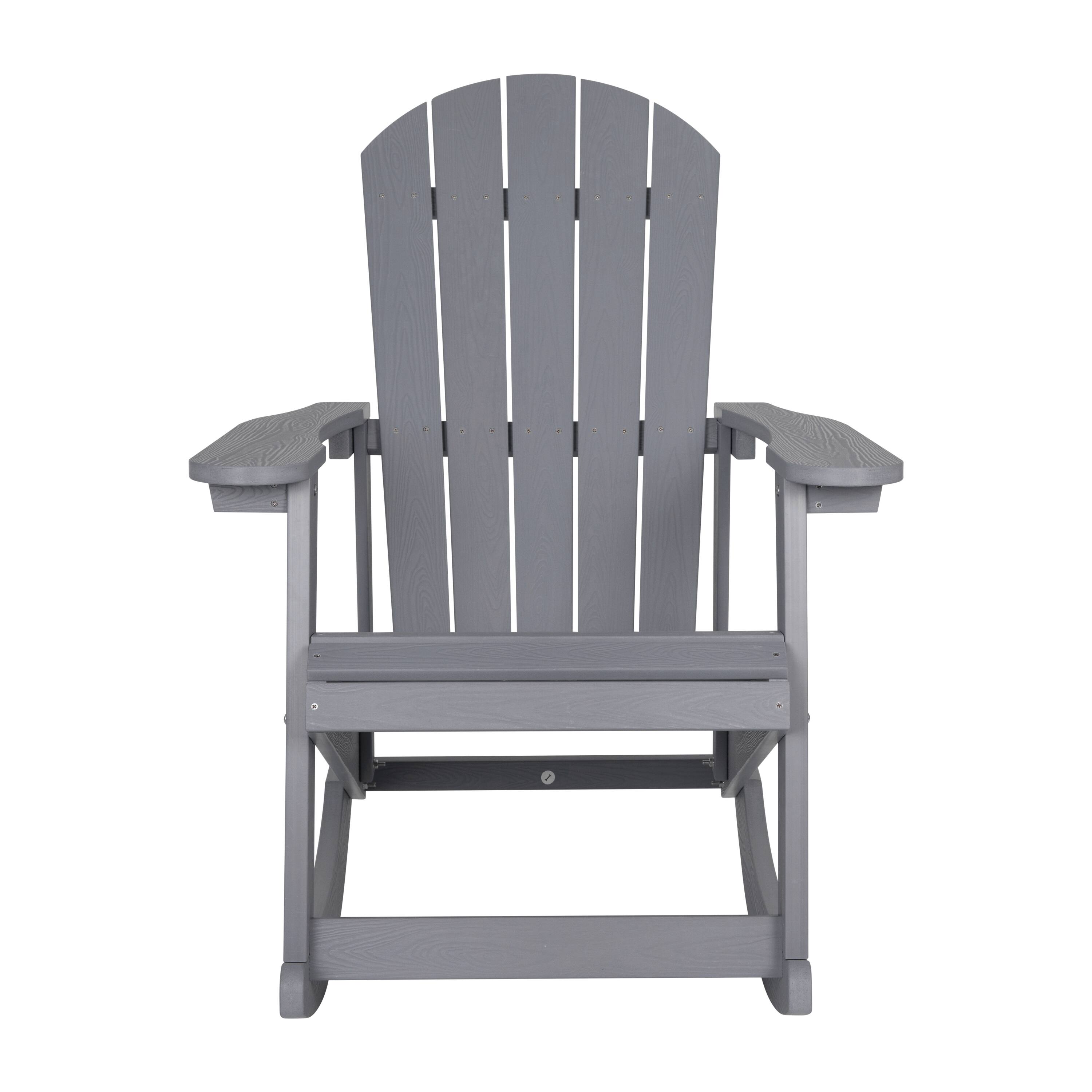 Alt View 8. Emma + Oliver - Set of 2 Marcy Classic All-Weather Poly Resin Rocking Adirondack Chairs with Stainless Steel Hardware for Year Round Use - Gray.