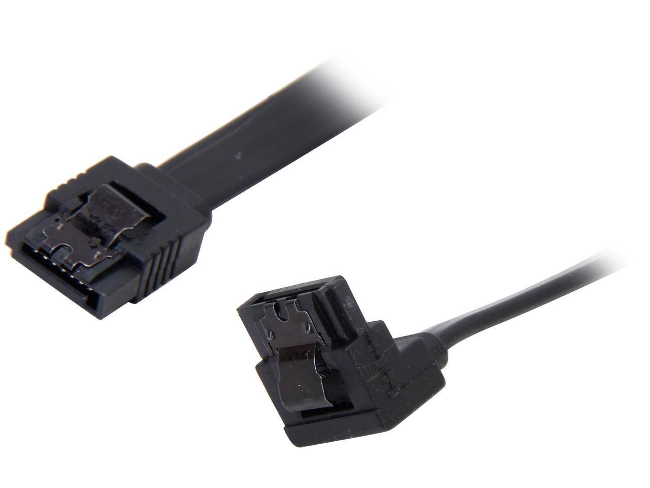 Front. Nippon Labs - Nippon Labs SATA3L0.8FT-90/180BK 9.6" SATA III Male to Male Latching Cable(Flat to Right Angle), Black.