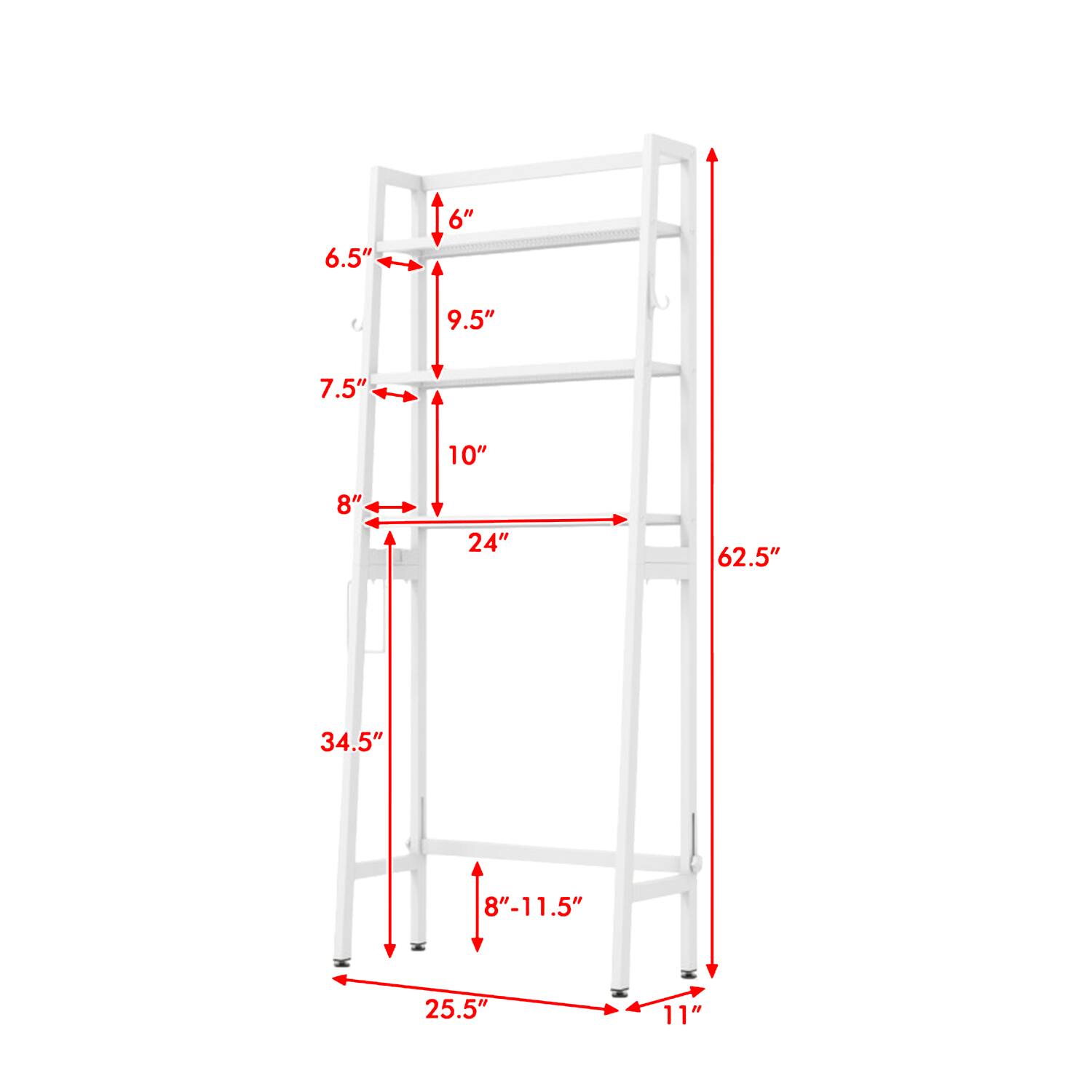 6.5" 6" 9.5" 7.5" 10" 8" 24" 62.5" 34.5" 8"-11.5" 25.5" 11"