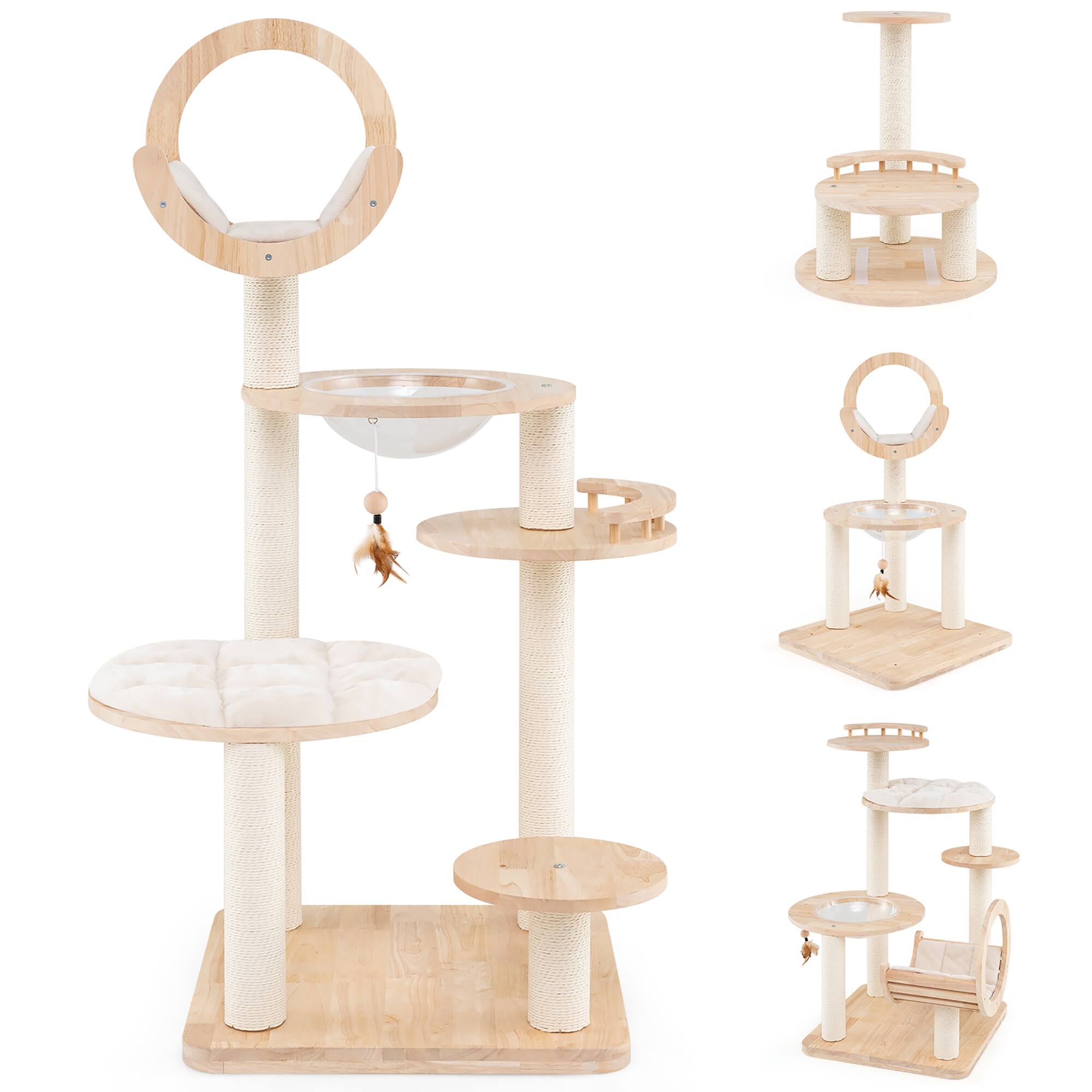 Alt View 9. Gymax - Gymax 4-in-1 Building Block Cat Tree w/ Space Capsule Nest Padded Platform Hanging Toy - GYM13203.