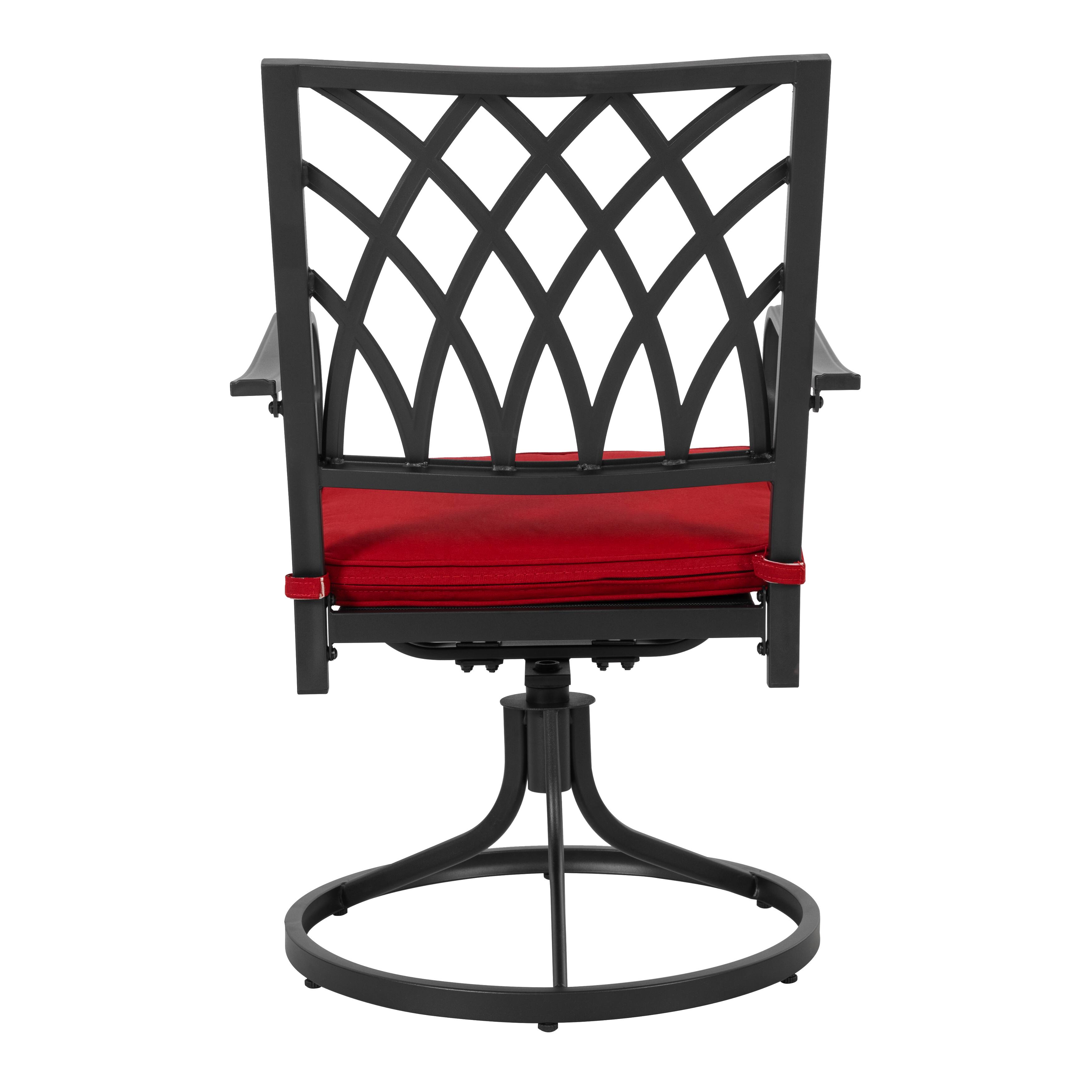 Alt View 9. Nuu Garden - Patio 2-Piece Dining Chairs, Outdoor Swivel Chairs with Cushions - Black and Red.