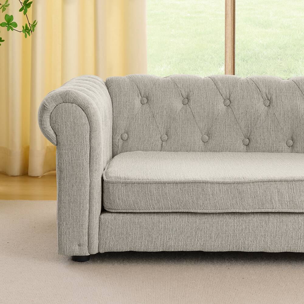 Alt View 5. AOSTIRMOTOR - Beige Rectangular Oversized Soft Linen Fabric Elevated Durable Dogs Pet Sofa Bed - Beige.