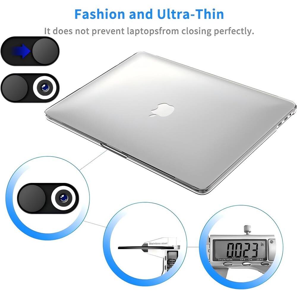 Fashion and Ultra-Thin  
It does not prevent laptops from closing perfectly.  

Stainless steel  
0.023 in