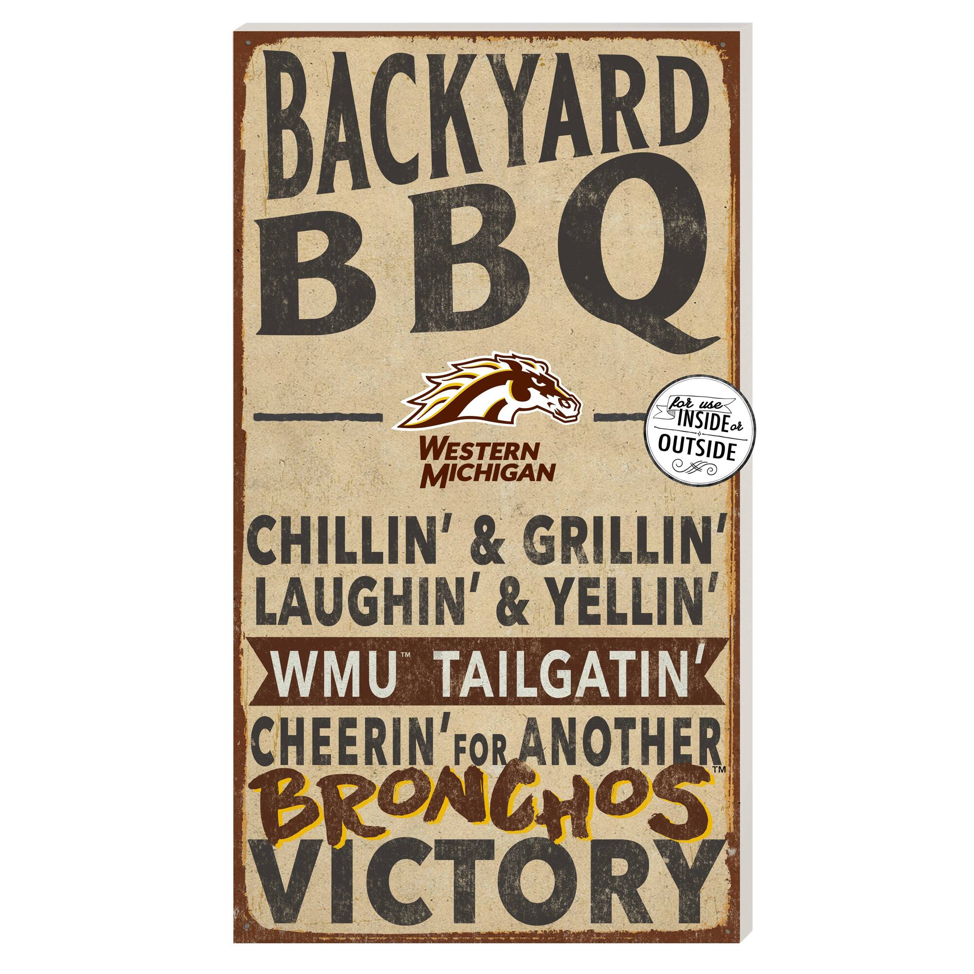 Western Michigan Broncos 11'' x 20'' Indoor/Outdoor BBQ Sign