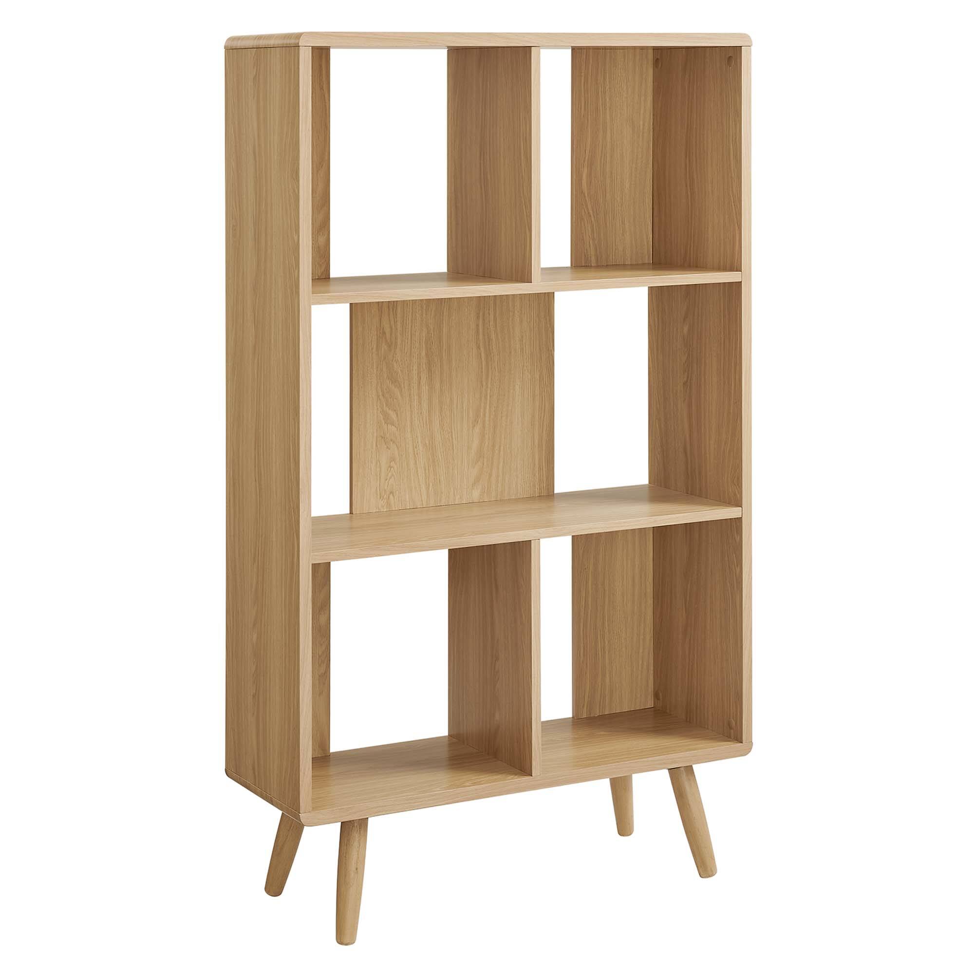 Angle. Modway - Transmit 5 Shelf Wood Grain Bookcase by Modway - Oak.