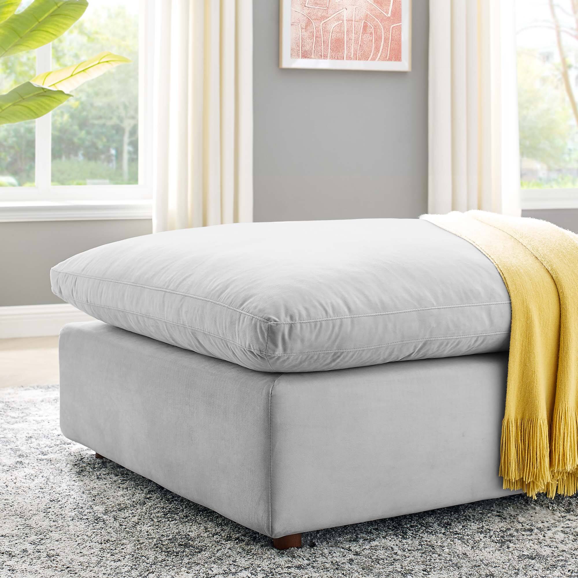 Back. Modway - Commix Down Filled Overstuffed Performance Velvet Ottoman by Modway - EEI-4365-LGR.