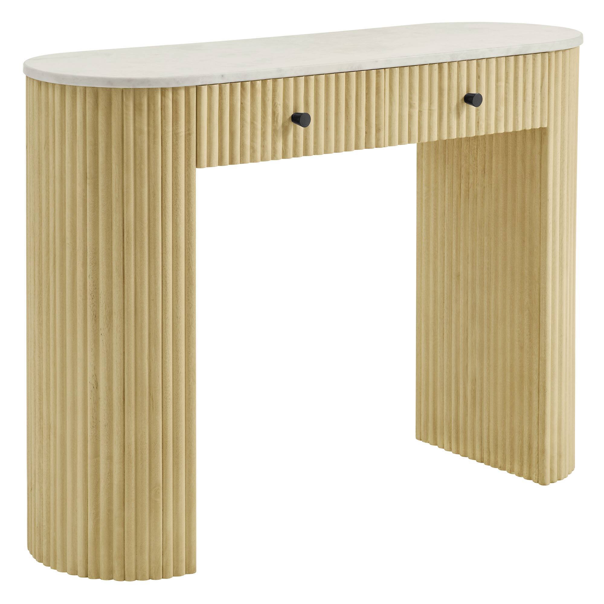 Angle. Modway - Caldera 42" Curved Solid Wood and Marble Console Table by Modway - Natural.