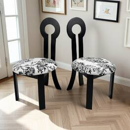 GOODSILO - Modern Dining Chair with Key-Ring Design Solid Wood Frame and Comfortable PU Leather Cushion, Set of 2 - White+Black