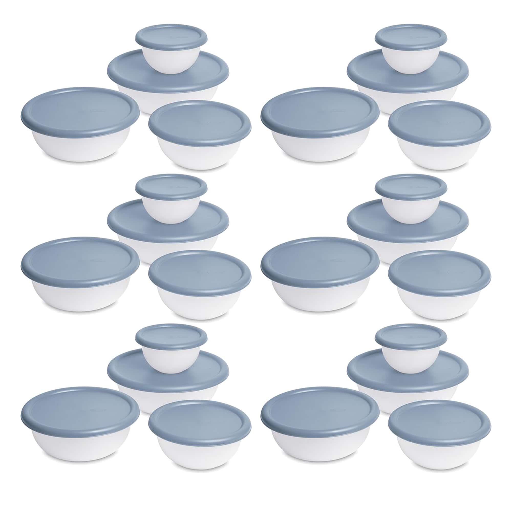 Sterilite - Nesting Mixing Covered Bowl Set with Lids, (Set of 6) - Washed blue