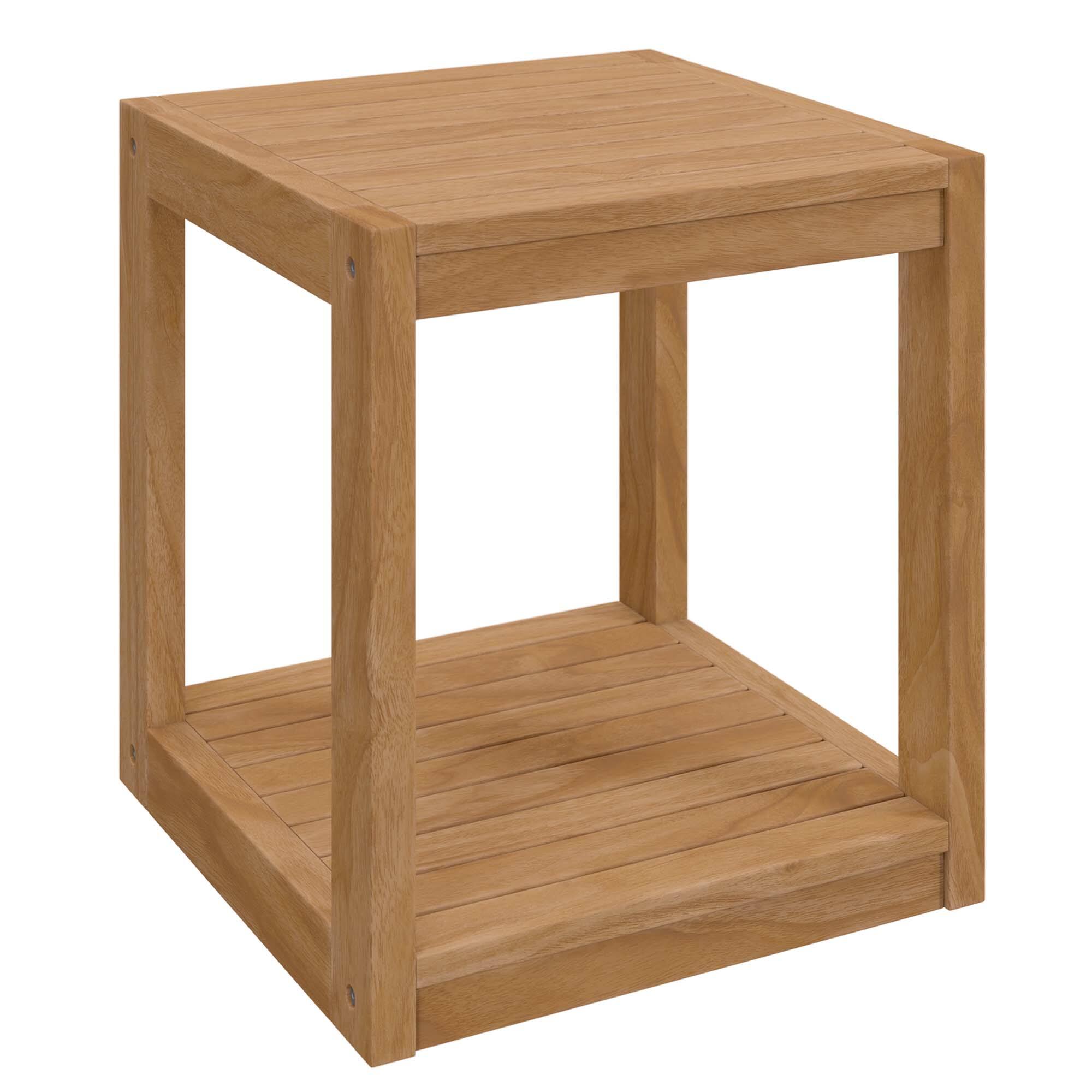 Angle. Modway - Carlsbad Teak Wood Outdoor Patio Side Table by Modway - Natural.