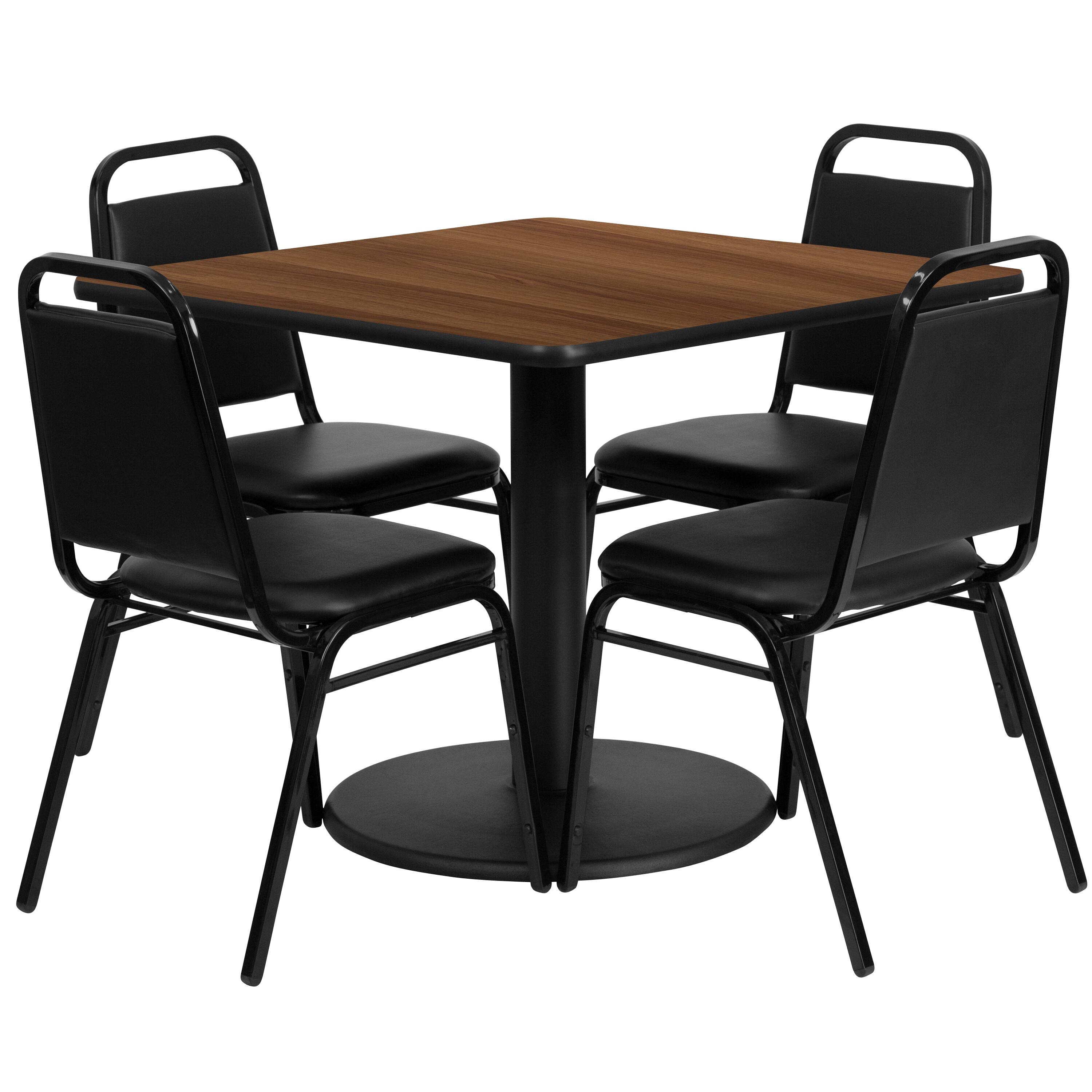 Walnut Top/Black Vinyl Seat