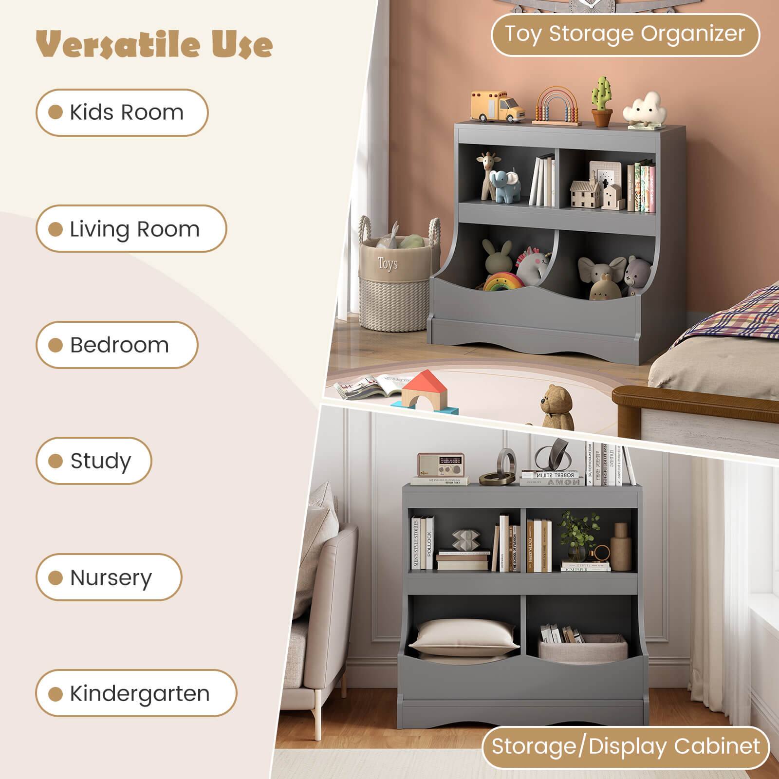 Versatile Use

- Kids Room
- Living Room
- Bedroom
- Study
- Nursery
- Kindergarten

Toy Storage Organizer

Storage/Display Cabinet