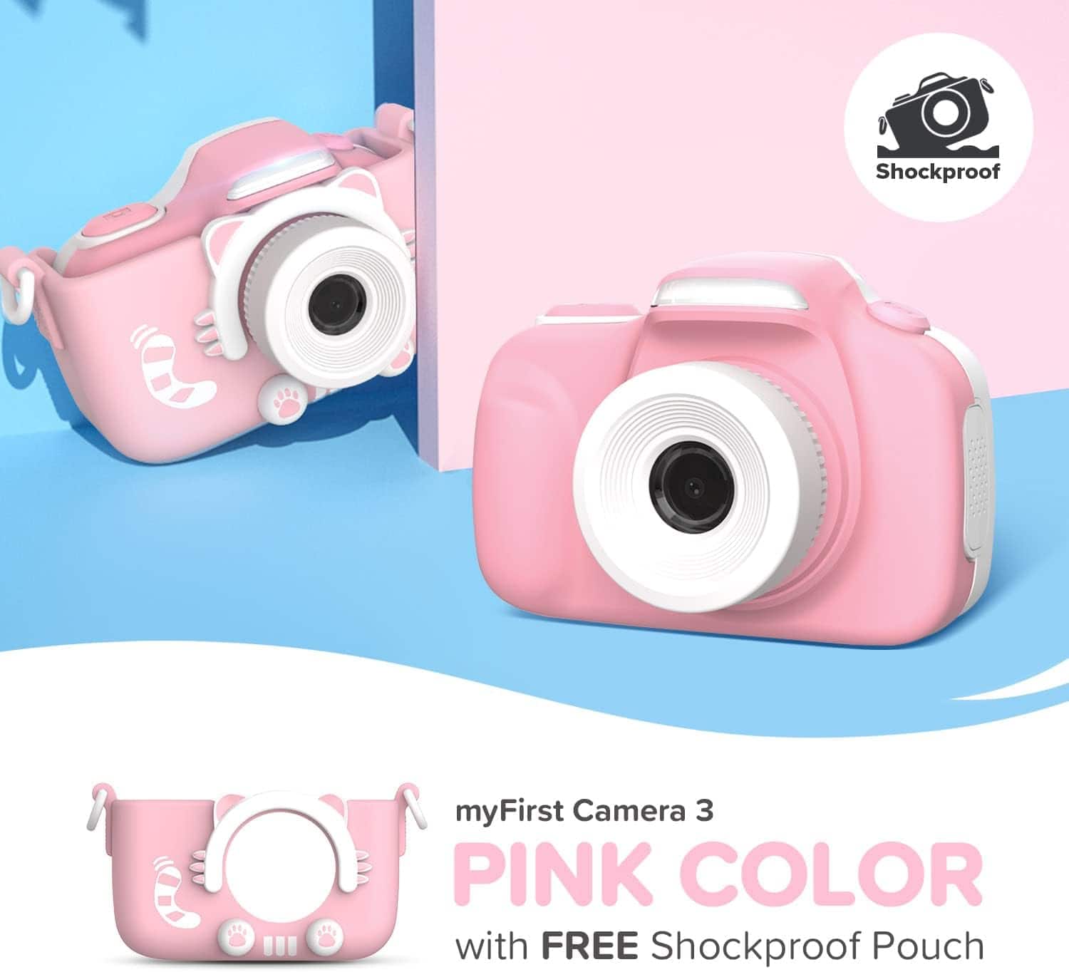 Shockproof myFirst Camera 3 Pink Color with Free Shockproof Pouch