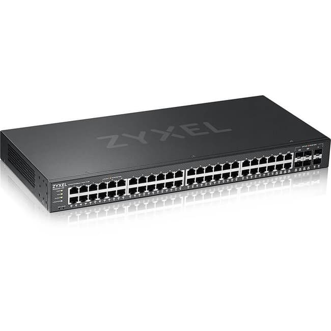 ZYXEL - GS2220-50 48-Port Gigabit L2+ Managed and Nebula Pro Cloud Managed Switch with 2 SFP Uplinks - 48 Ports - Gigabit - Black