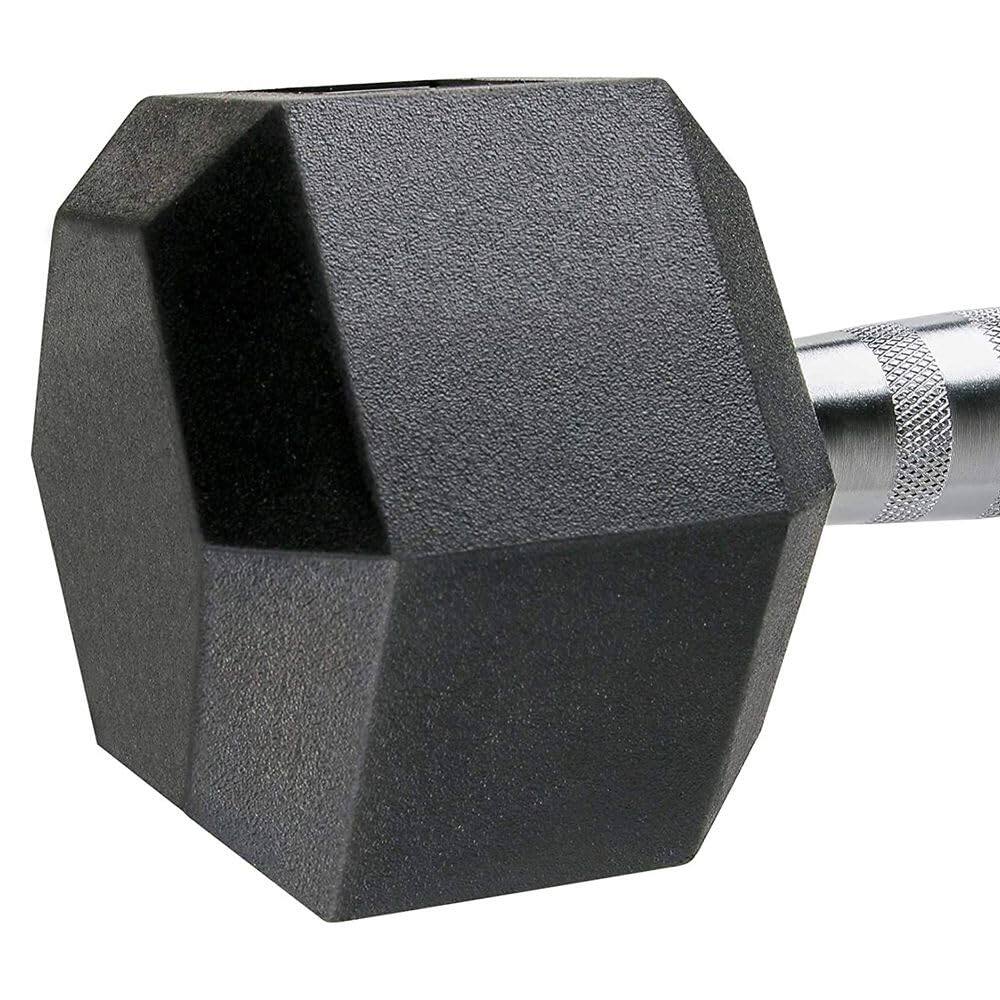 Angle. Amber Sporting Goods - Rubber Encased Hex Dumbbell Weight 3lb - Black.