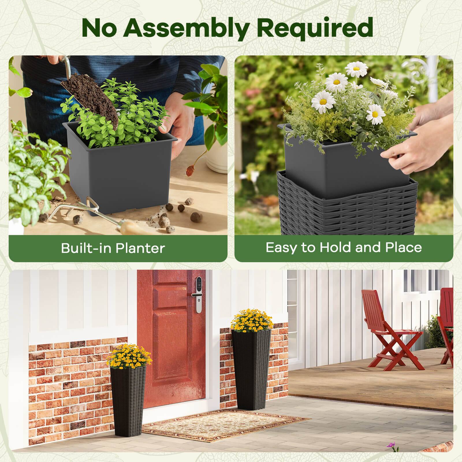 No Assembly Required  
Built-in Planter  
Easy to Hold and Place