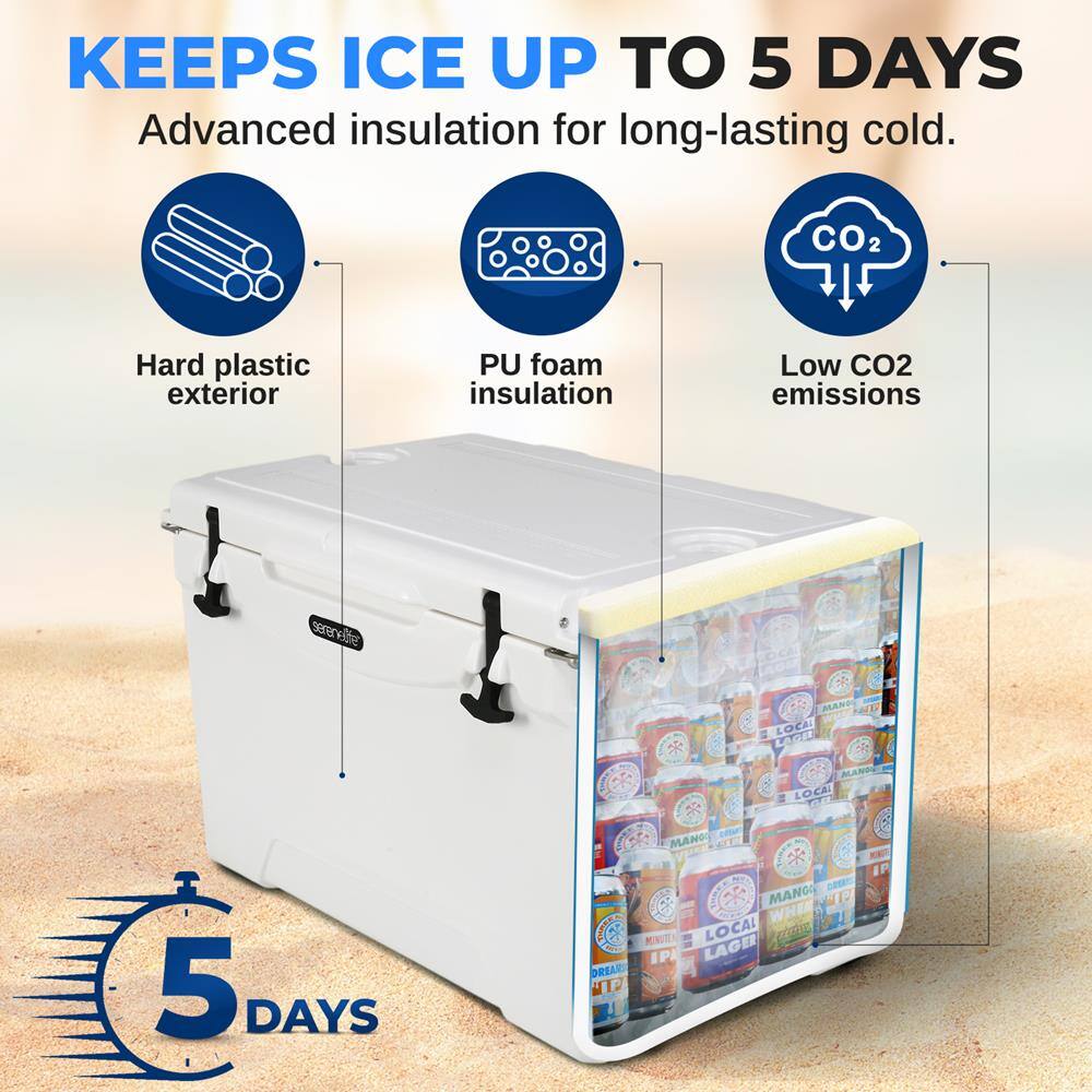 KEEPS ICE UP TO 5 DAYS  
Advanced insulation for long-lasting cold.  

- Hard plastic exterior  
- PU foam insulation  
- Low CO2 emissions
