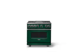 Viking - 36 in. Wide 4 Burner Dual Fuel Sealed Burner Range with Griddle-LP - Ivy