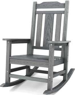SERWALL - HDPE Oversized Outdoor Rocking Chair, Outdoor Rocking Chairs for Patio, Heavy Duty Front Porch Rocker - Unique Gray