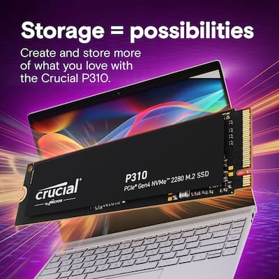 Crucial P310 1TB Internal SSD PCIe Gen 4 x4 NVMe M.2 Crucial P310 1TB Internal SSD PCIe Gen 4 x4 NVMe M.2