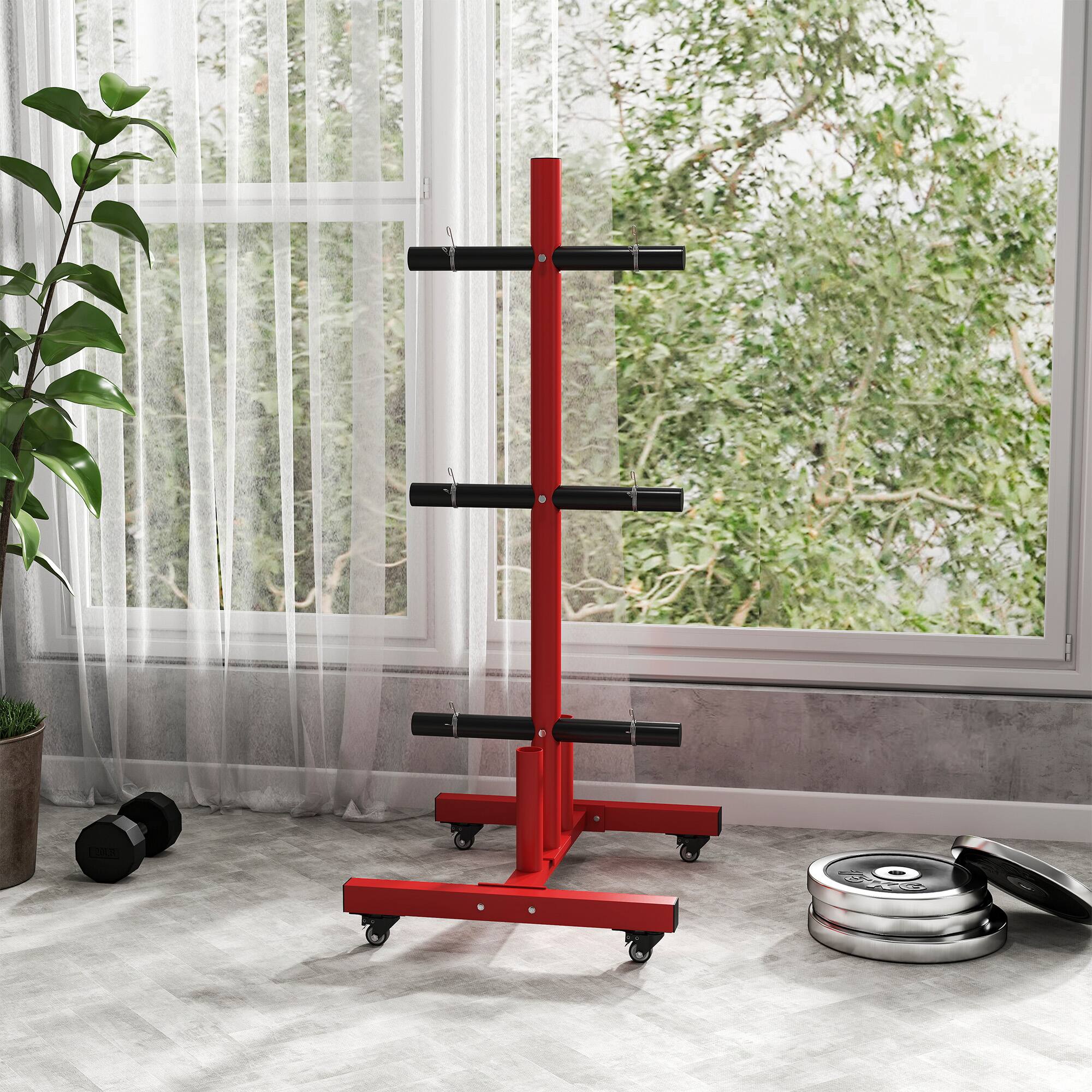 Alt View 7. Soozier - 2 Inch Weight Plate Rack, Plate Rack Holder for Olympic Weight Plates and Bars - Red.