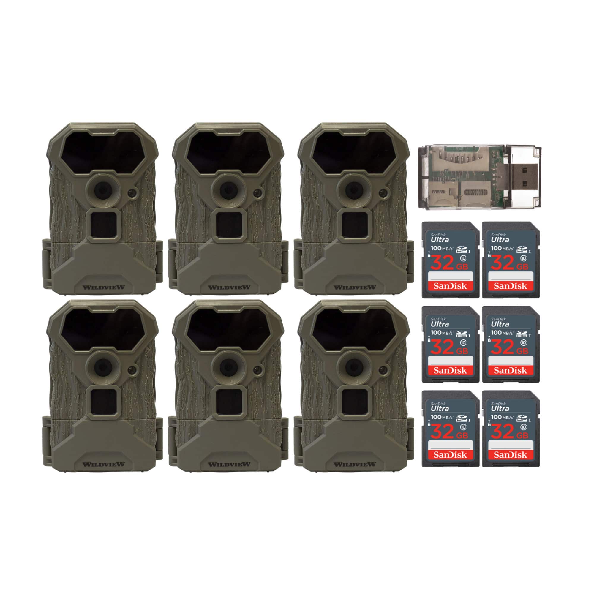 Stealth Cam - Wildview 14MP Trail Camera with 32GB Memory Card Bundle (6-Pack)