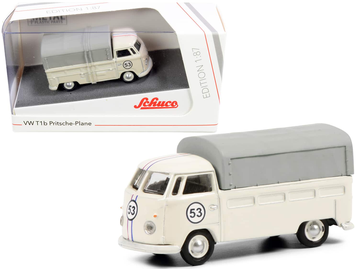 Volkswagen T1b Pritsche Plane Pickup Truck with Canopy #53 Cream 1/87 (HO) Diecast Model by Schuco price history on PriceWatchPro