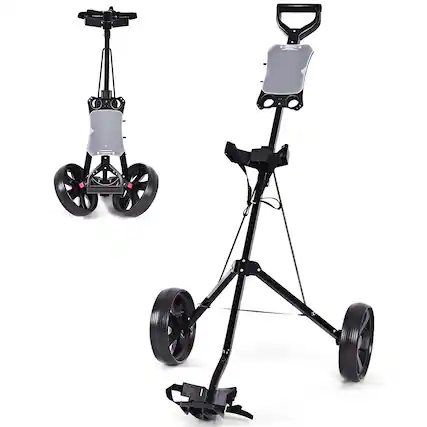 Front. Costway - Costway Folding 2 Wheel Push Pull Golf Club Cart Trolley Swivel w/Scoreboard Lightweight - Black.