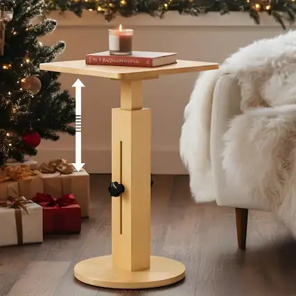 Front. Empire DigiLabs - Behomes Aurin Solid Wood Side Table Couch End With Adjustable Height Mid Century Modern Bedside Nightstand ... - Natural.