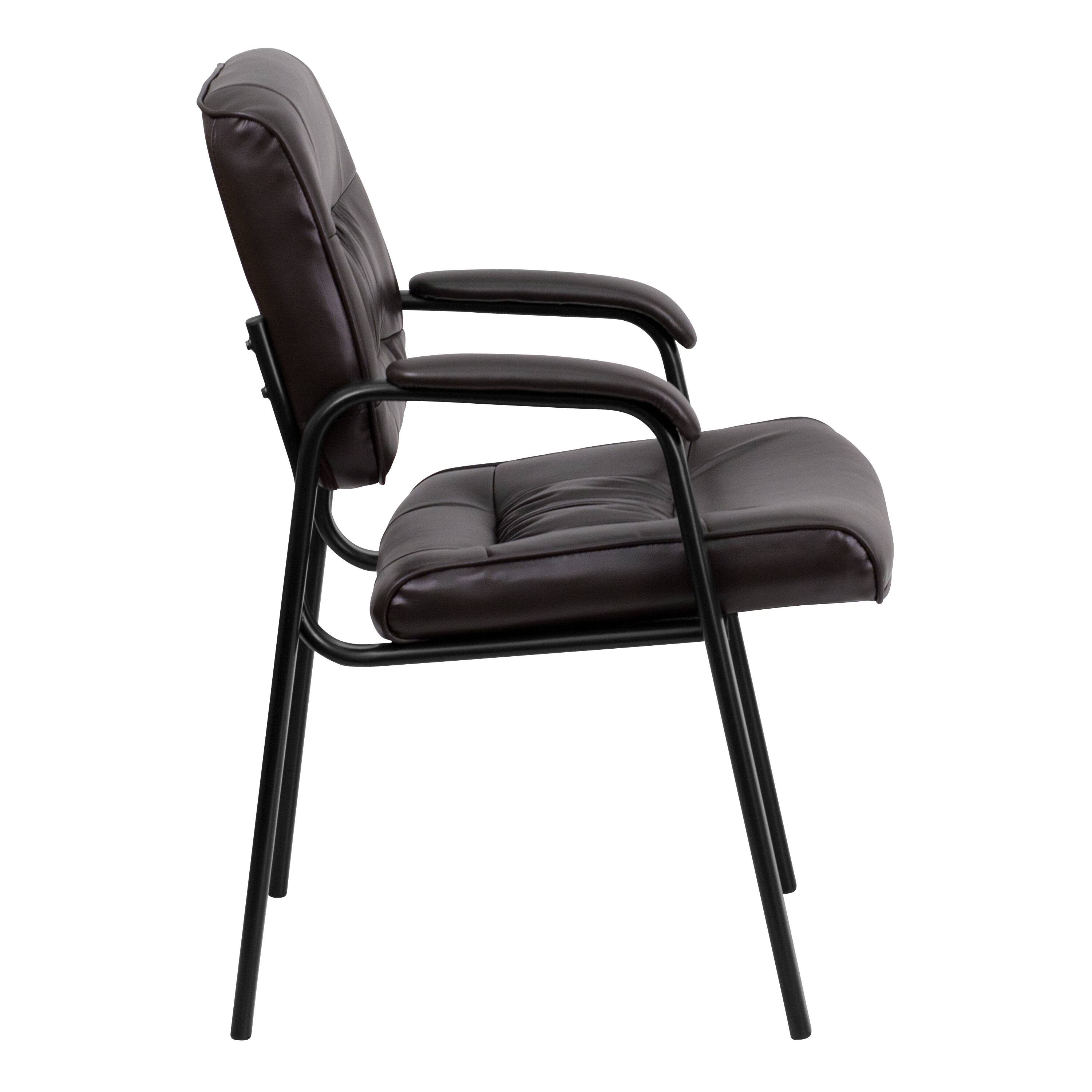 Alt View 6. Emma + Oliver - Faux Leather Executive Reception Chair with Powder Coated Frame - Brown LeatherSoft/Black Frame.