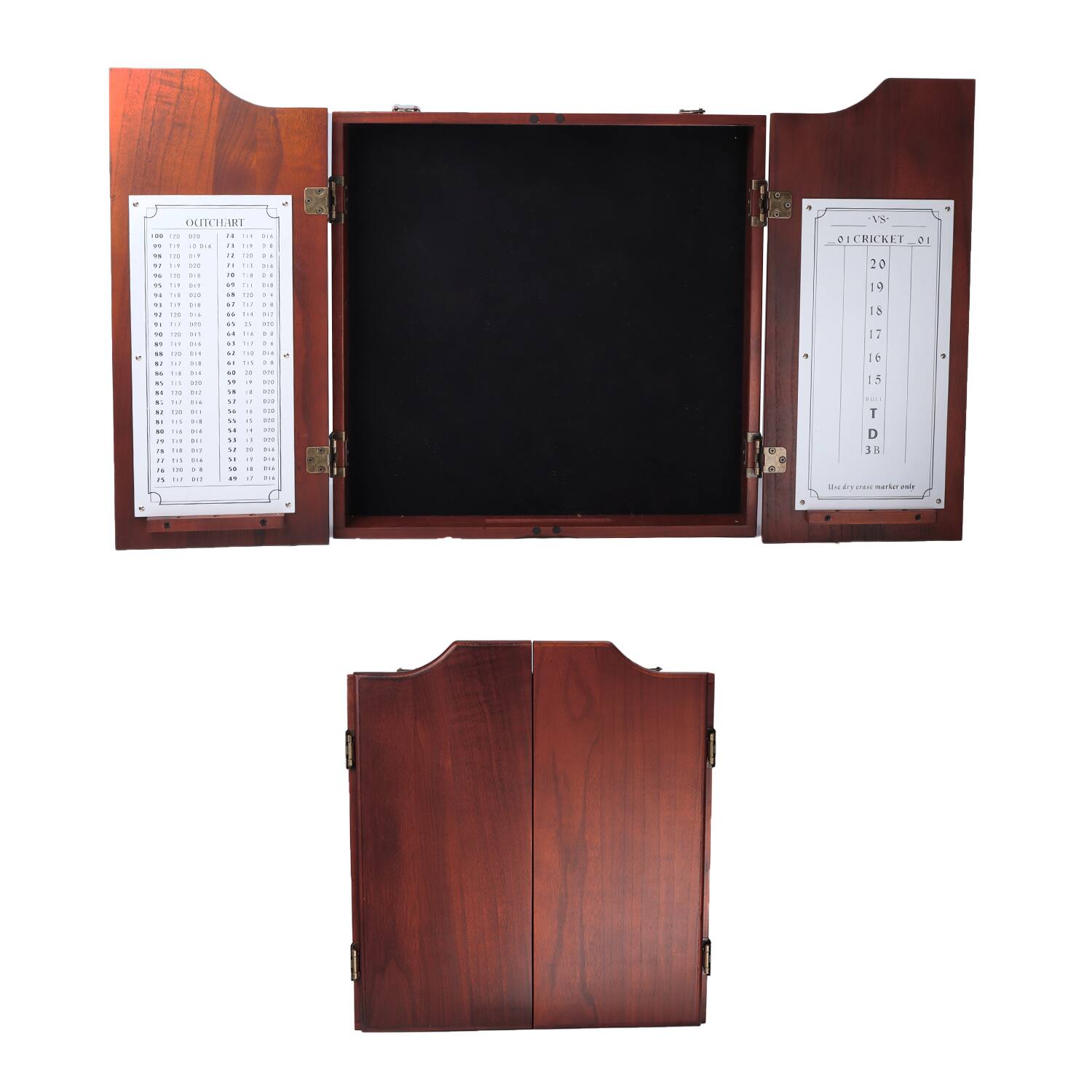 GSE Games & Sports Expert - Professional Solid Wood Classic Dartboard Cabinet with Dart Scoreboard（ - Mahogany