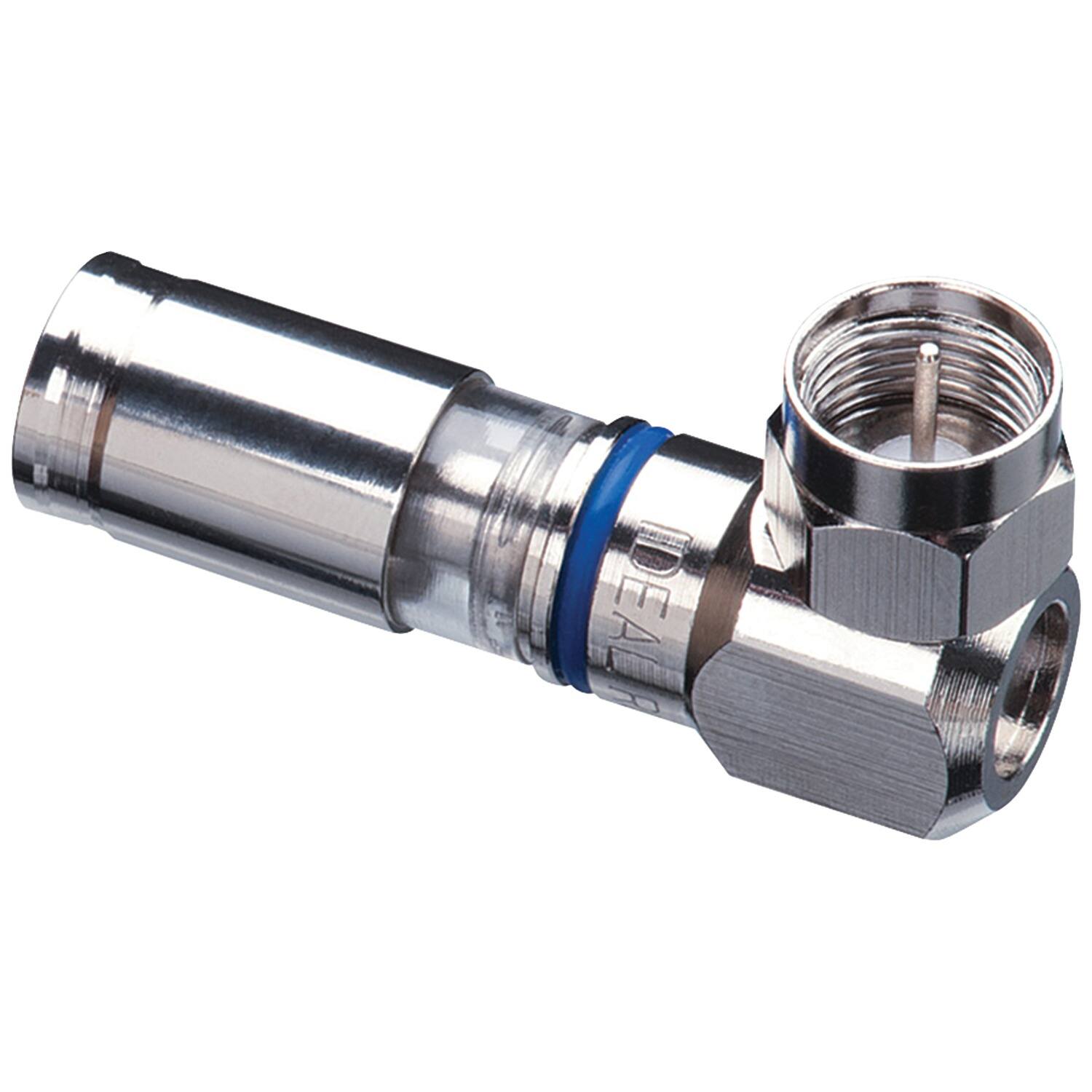 Front. IDEAL - Ideal 92-691 Rg6 & Rg6 Insite Rtq Plenum Right-angle F-connector, 5 Pk - silver.