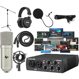 PreSonus - AudioBox 96 25th Anniversary Studio Bundle – USB/MIDI Interface, Mic, Headphones & DAW