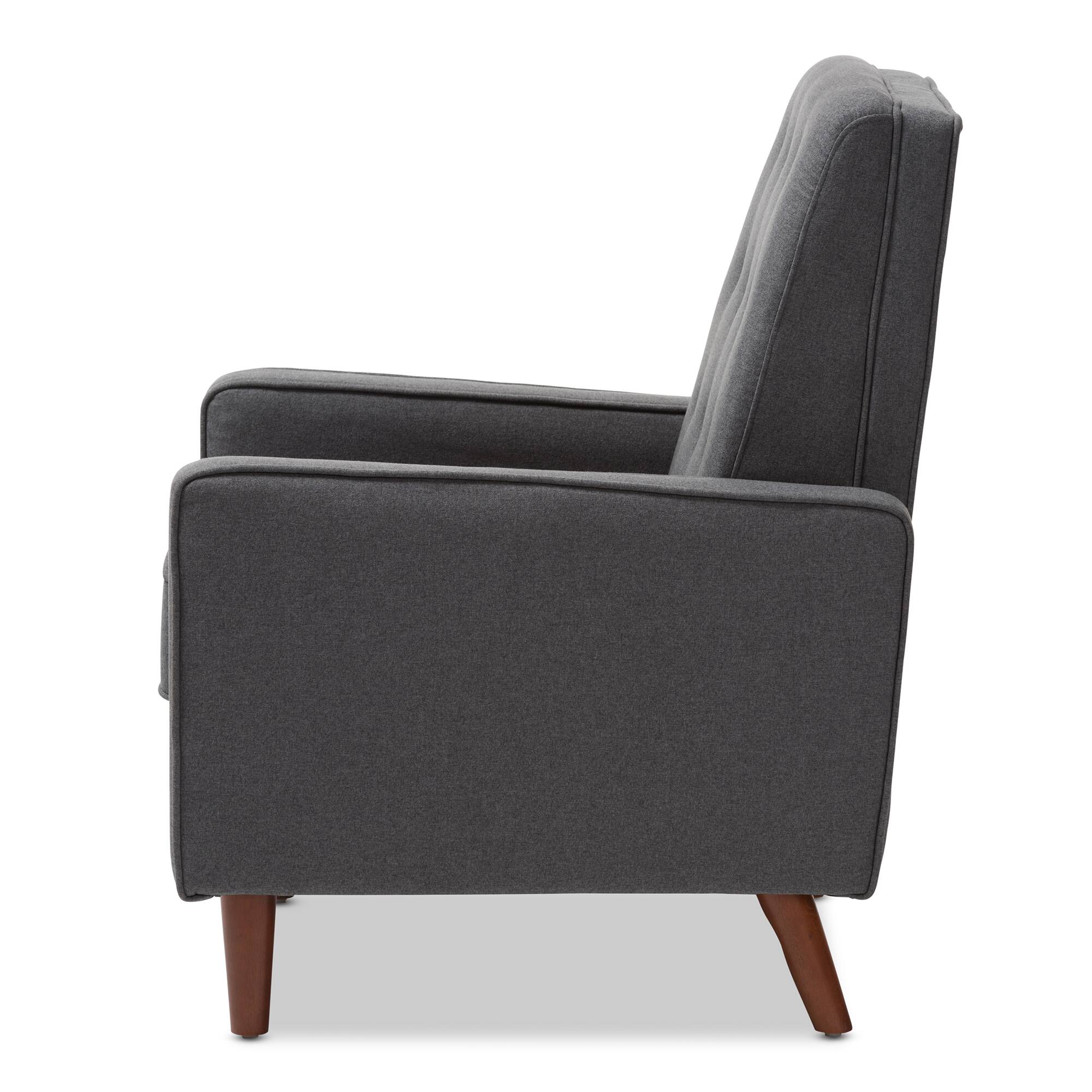 Alt View 1. Baxton Studio - Mathias Mid-century Modern Fabric Upholstered Lounge Chair - Grey.