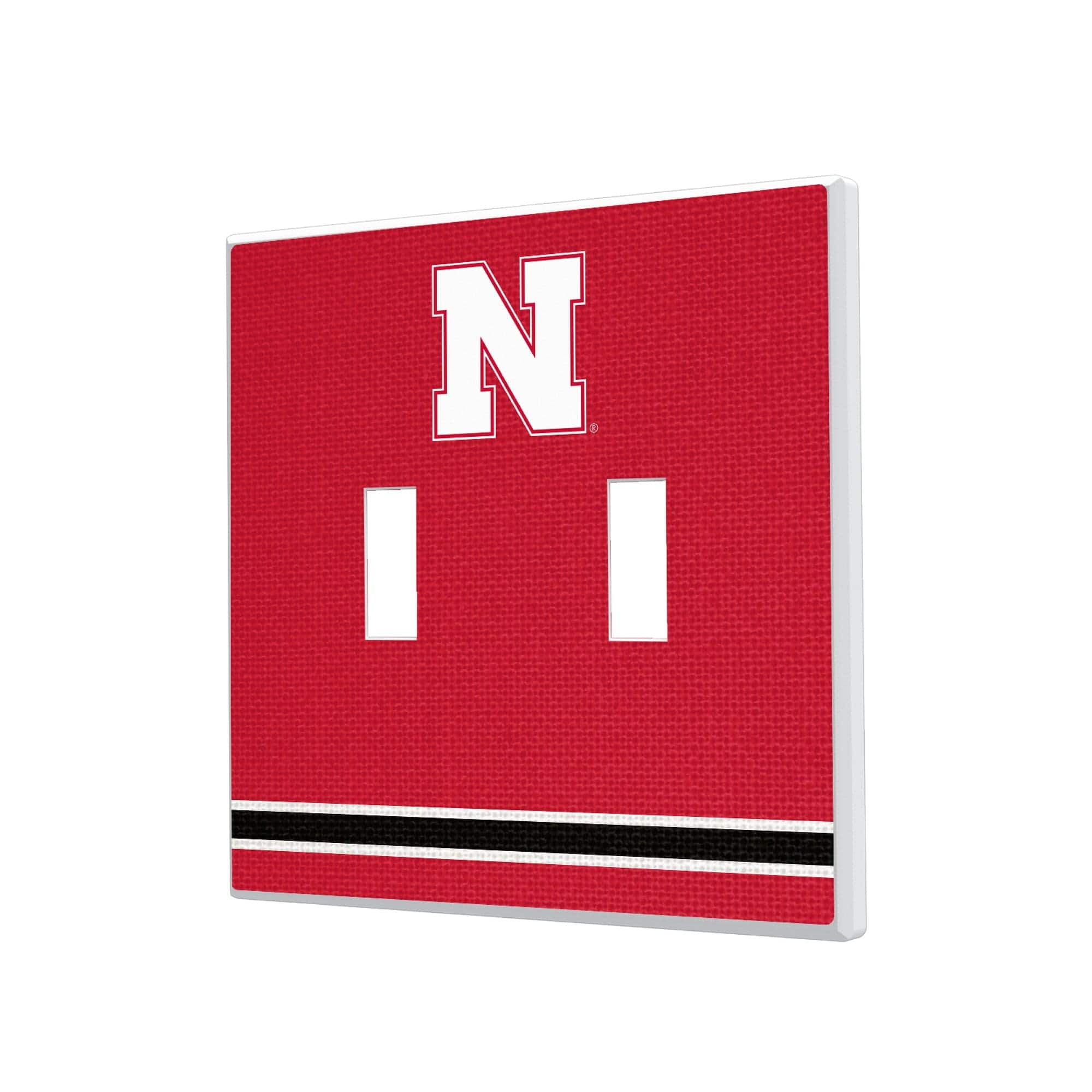 Keyscaper - Nebraska Huskers Stripe Design Double Toggle Lightswitch Plate - Multicolor