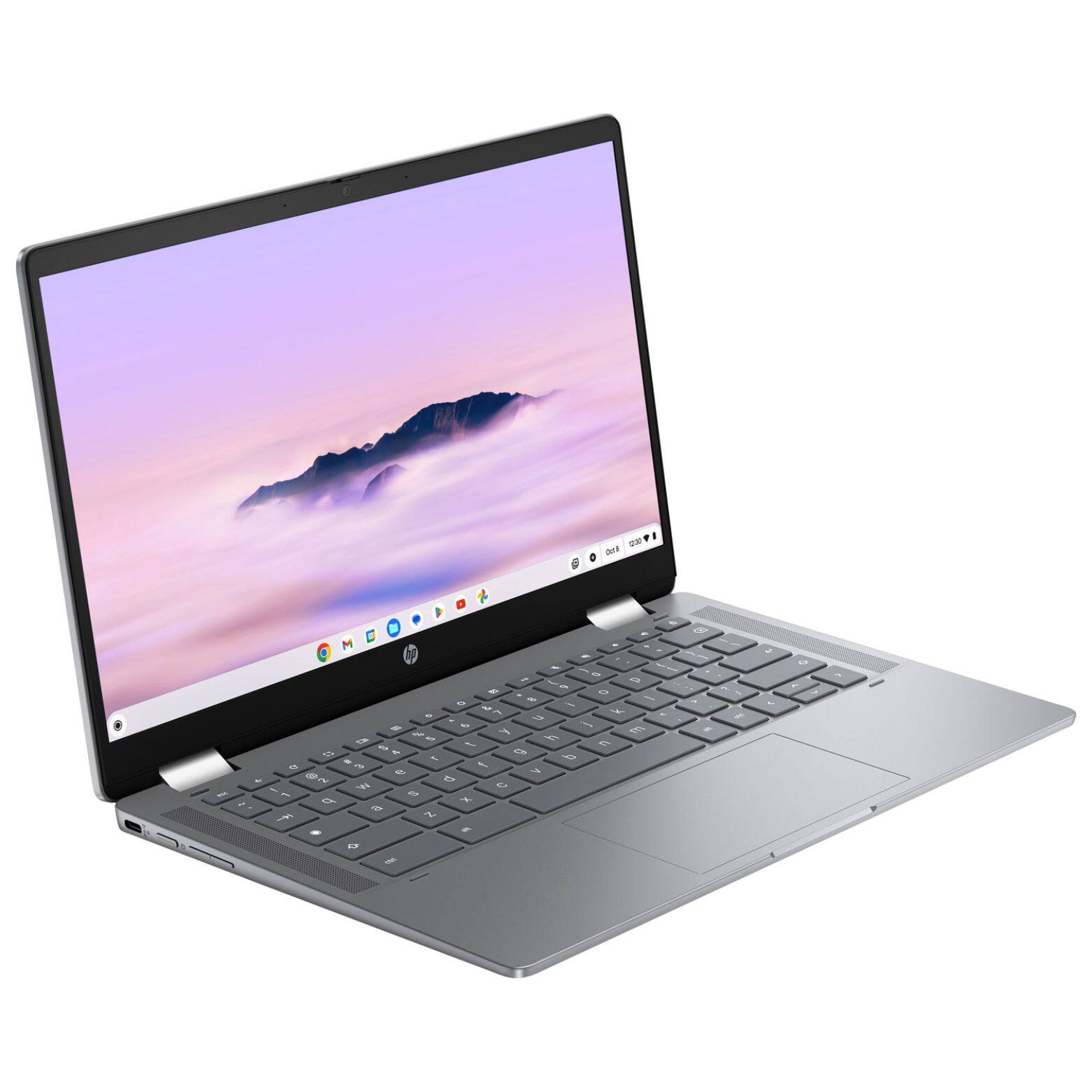 Alt View 2. HP - Chromebook x360 14b-cd0038ca 14" FHD Touch Intel Core i3-N305 up to 3.8 GHz 8GB RAM 256GB UFS Chrome OS - Meteor Silver.