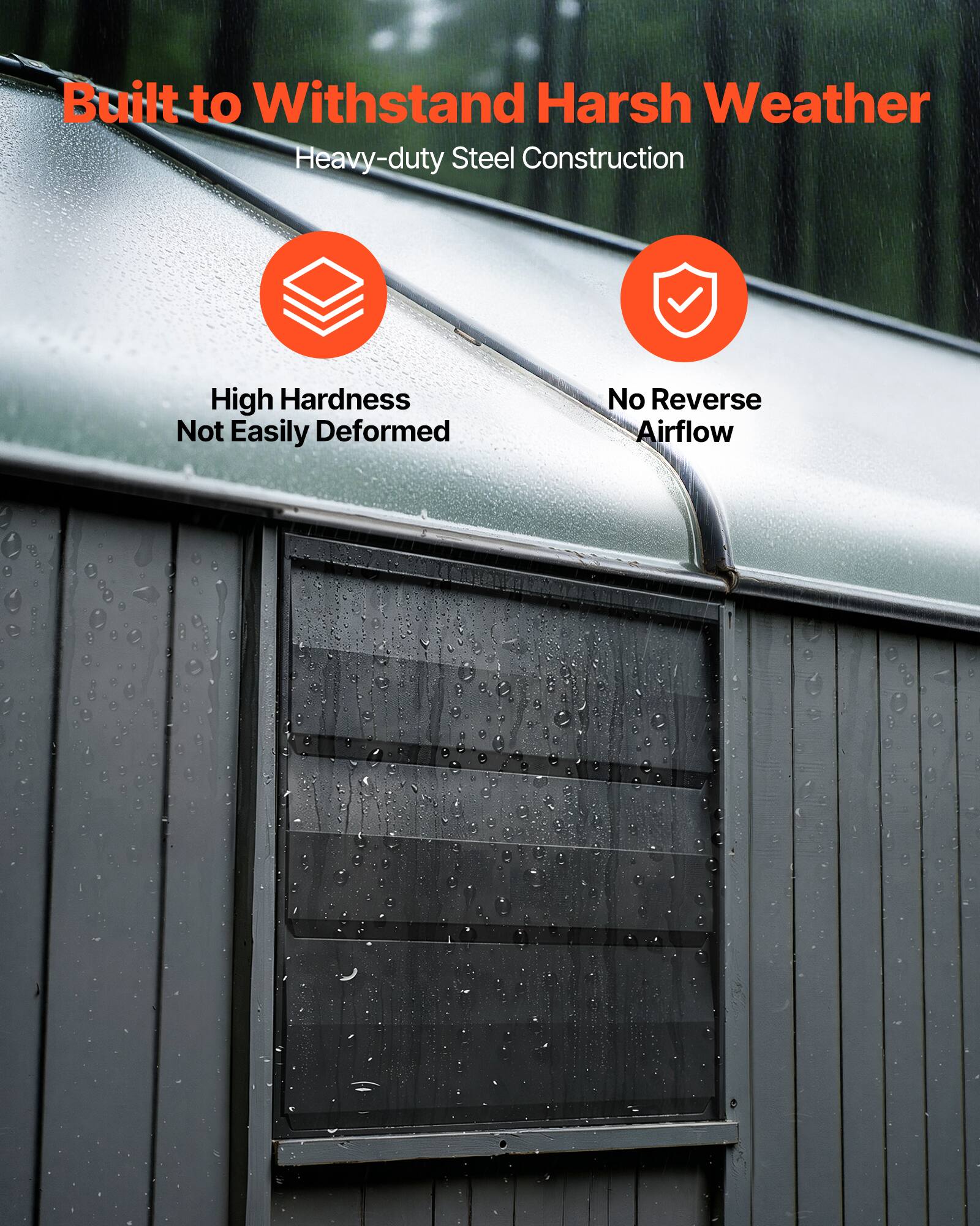 Built to Withstand Harsh Weather  
Heavy-duty Steel Construction  

High Hardness  
Not Easily Deformed  

No Reverse Airflow