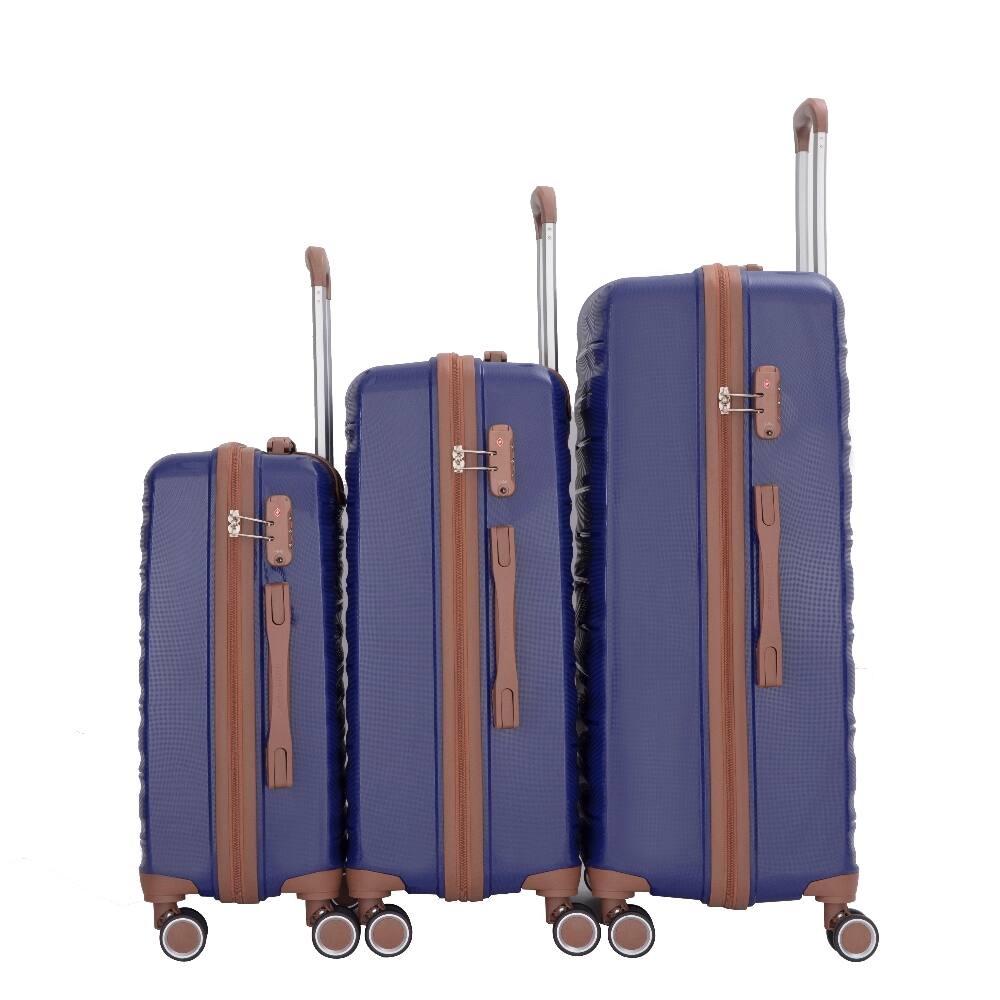 Angle. Ropilly - Ropilly 5 Piece Luggage Set PP Hardshell 20 24 28 Inch Suitcase Set with Travel Bag Blue - Blue.