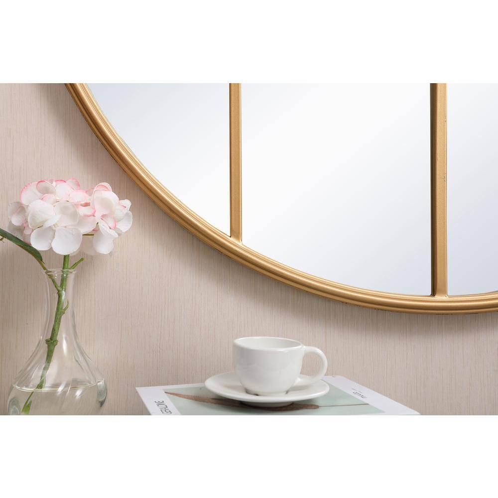 Back. Elegant Decor - Metal windowpane mirror 36 inch x 36 inch in Brass - Brass.