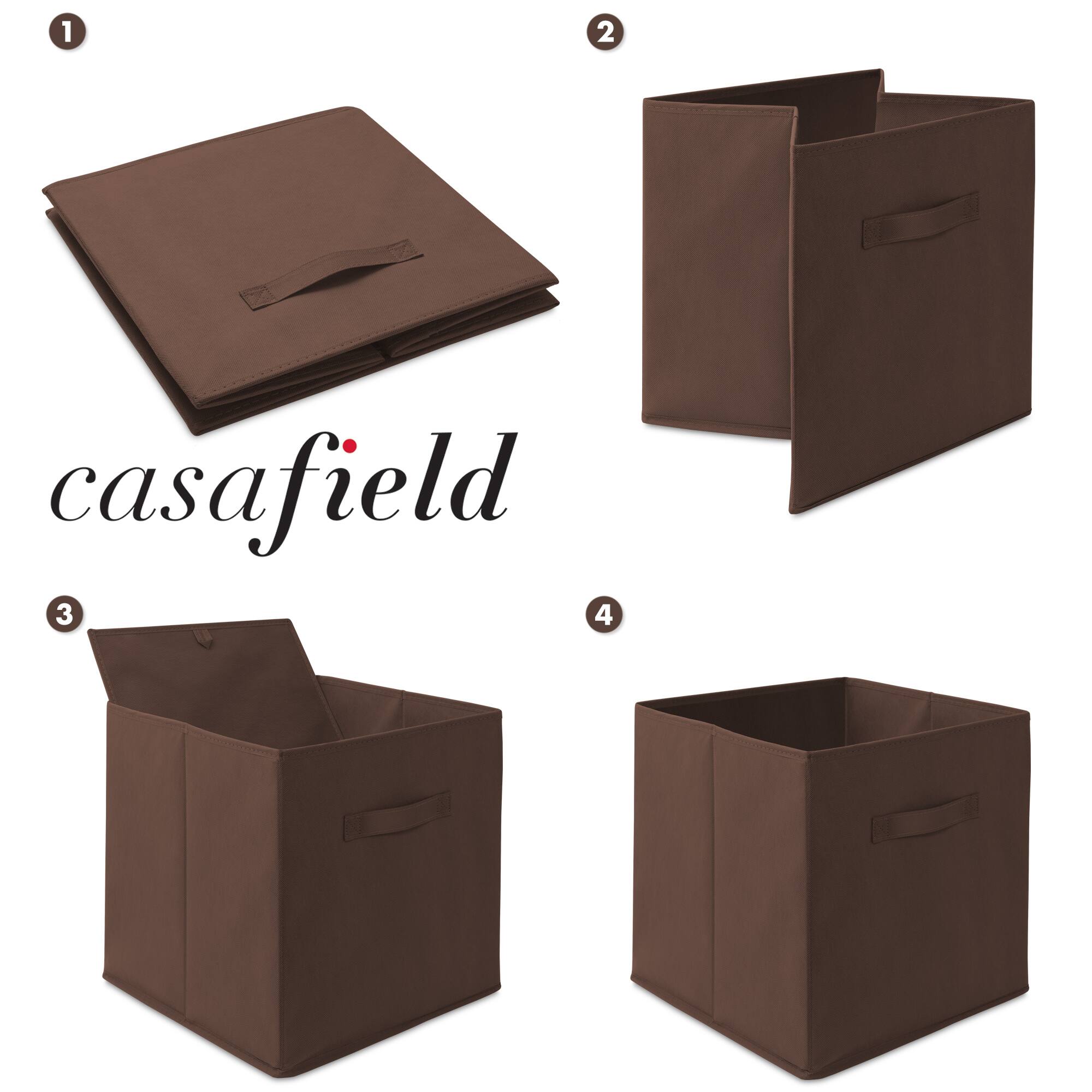 Alt View 5. Casafield - (Set of 12) Collapsible Fabric Cubes - Storage Bins - Brown.